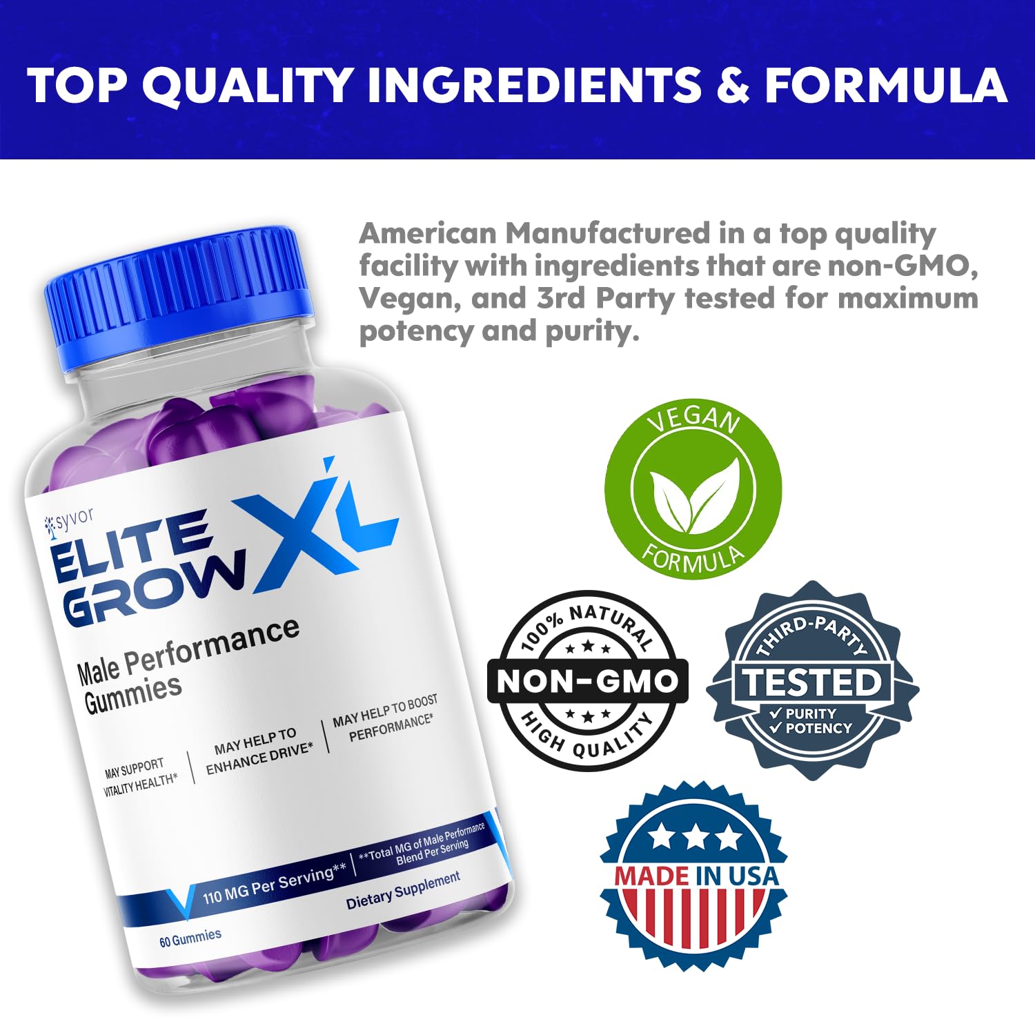 (2 Pack) Elite Grow XL Gummies, Elite GrowXL Maximum Strength Gummy Supplement, Elite Grow X L All Natural Advanced Formula Gummys Chewable Vitamin EliteGrow Delicious Once Daily Gummes (120 Gummies) Syvor uk supplements