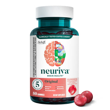 NEURIVA Original Brain Supplement for Memory, Focus & Concentration + Learning & Accuracy with Clinically Tested Nootropics Phosphatidylserine and Neurofactor, Strawberry Flavor, 50 Gummies NEURIVA uk supplements