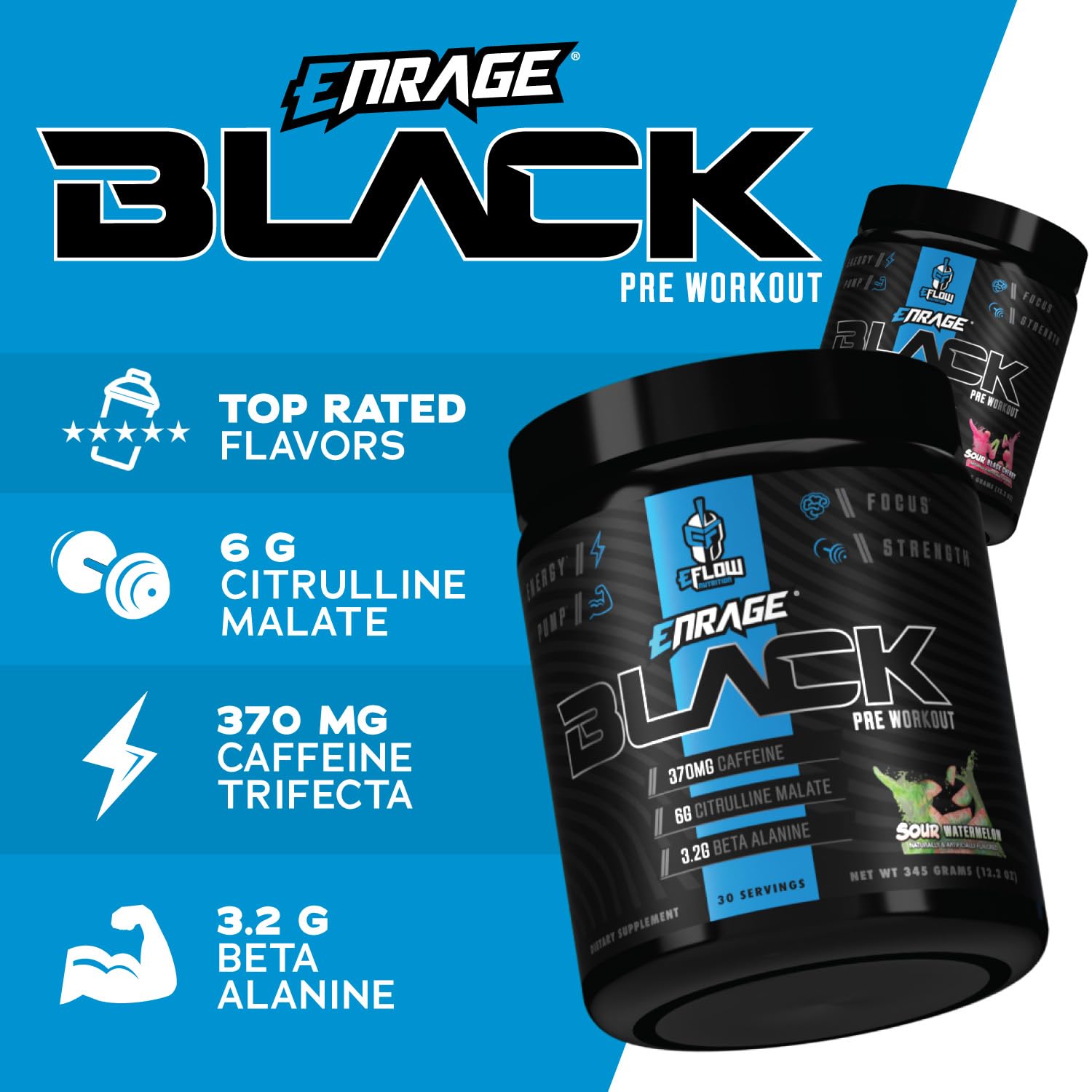 eFlow Nutrition Enrage Black High Stimulant Pre Workout Supplement - Preworkout Powder eFlow Nutrition uk supplements