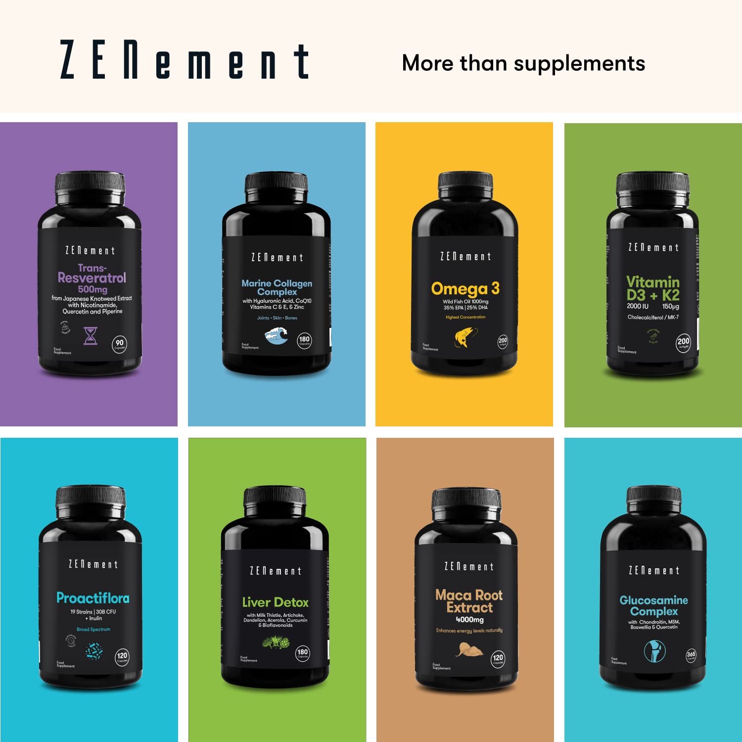 Marine Collagen Complex, with Hyaluronic Acid, CoQ10, Vitamins C & E, & Zinc, 180 Capsules Zenement uk supplements
