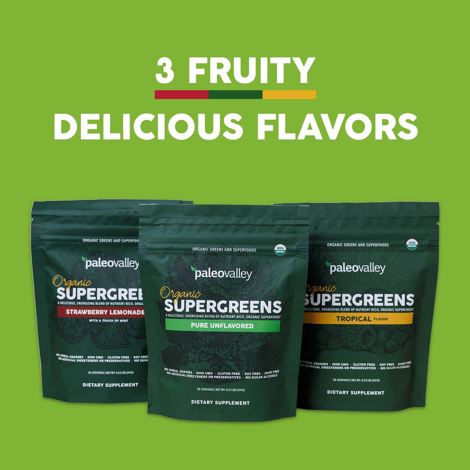 Paleovalley Organic Supergreens Powder - 23 Superfoods with Prebiotic Fiber for Energy and Immunity Support - No Cereal Grasses for Maximum Absorption - Pure Unflavored, 30 Servings Paleovalley uk supplements