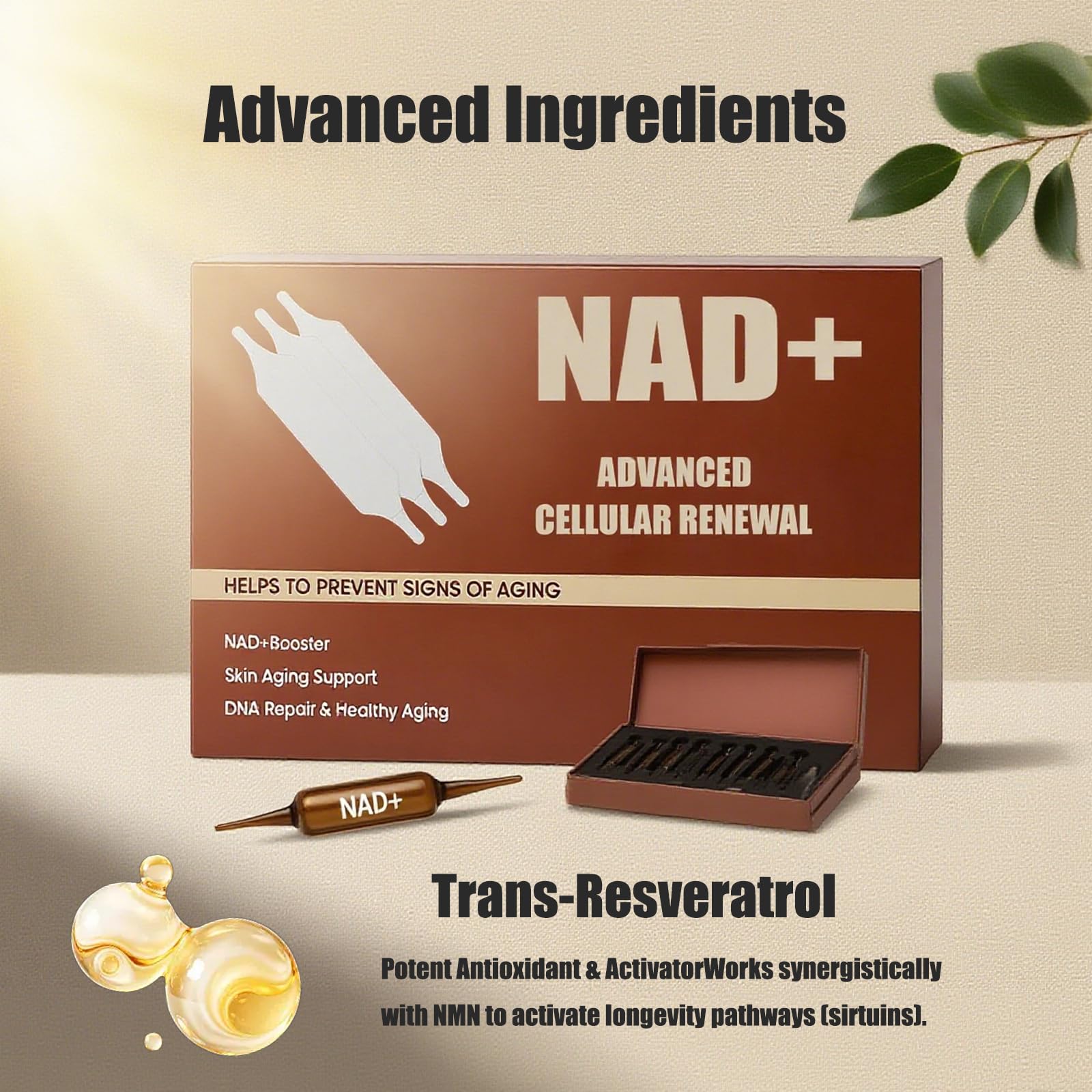 NAD+ Advanced Cellular Renewal Supplement 1200mg - Skin Anti-Aging & Energy Boost Support - 10 Vials CKPCKP uk supplements