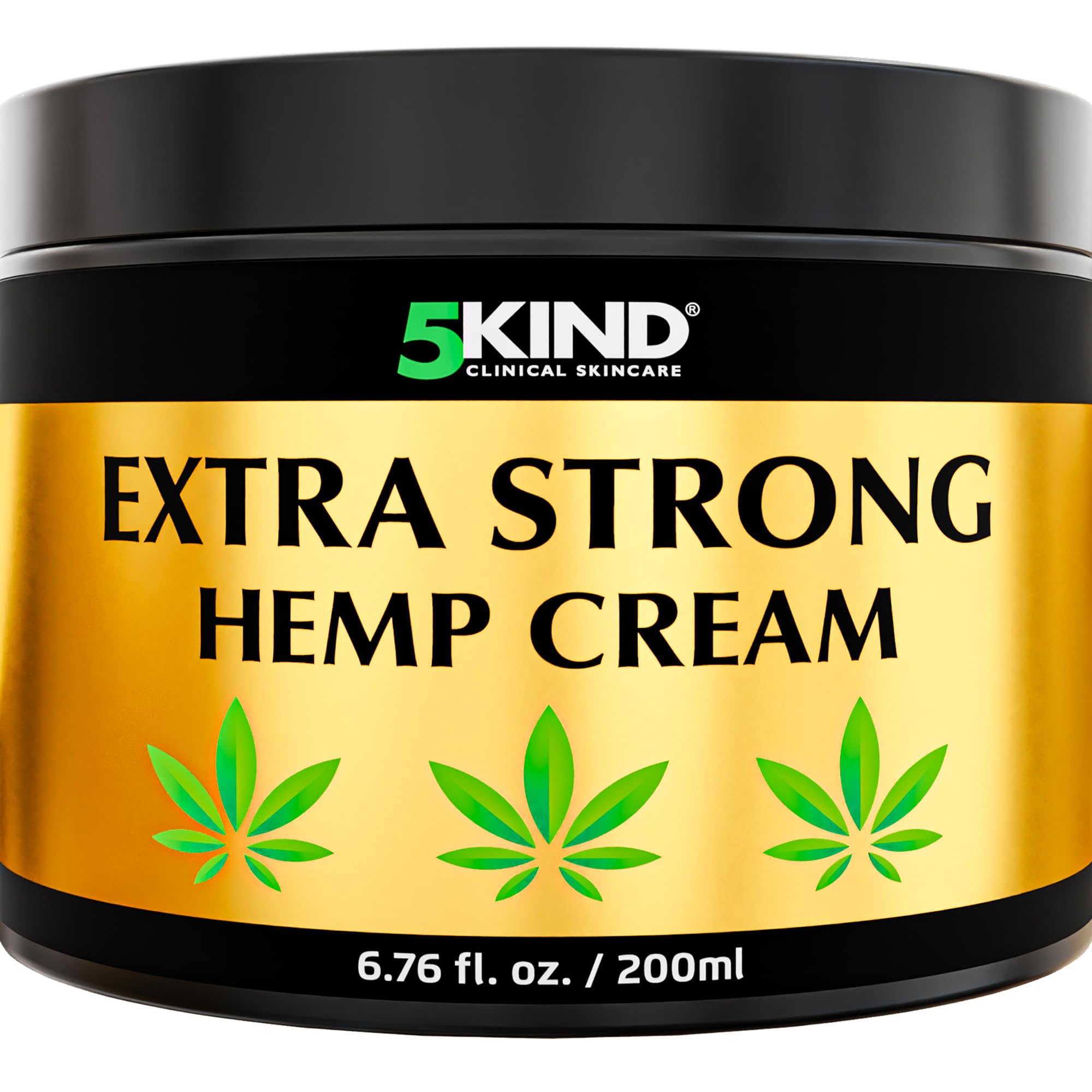 5kind Extra Strong Hemp Cream 6.76 fl oz - Maximum Strength - Natural Topical Cream - Muscle Rub for Lower Back, Joints, Neck, Knees, Shoulders 5kind clinical skincare uk supplements