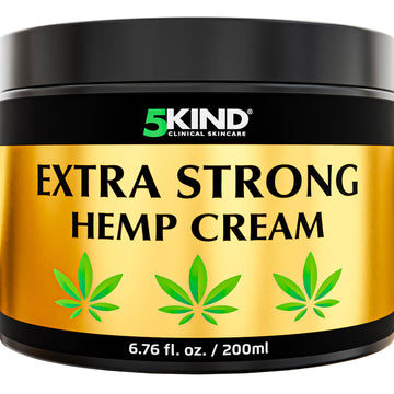5kind Extra Strong Hemp Cream 6.76 fl oz - Maximum Strength - Natural Topical Cream - Muscle Rub for Lower Back, Joints, Neck, Knees, Shoulders 5kind clinical skincare uk supplements