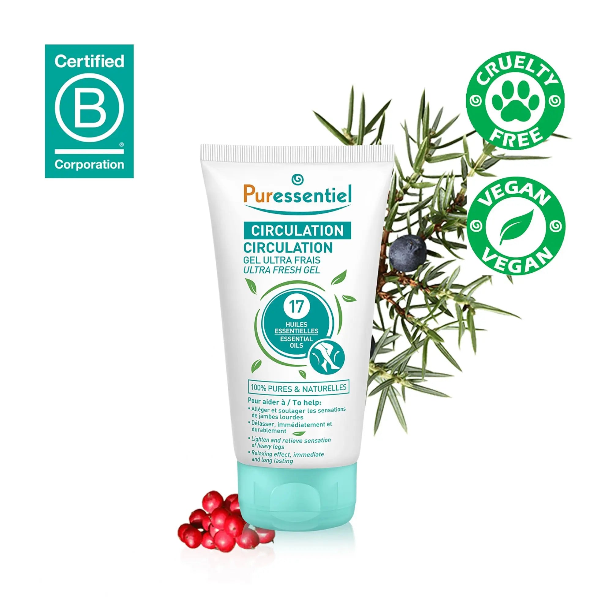 Puressentiel Soothing Gel for Tired Feet, Ankles, Legs - Aromatherapy Lotion with 17 Essential Oils for Body and Skin - Instant, Lasting Relief and Circulation - Natural and Alcohol Free - 4.22 oz Puressentiel uk supplements