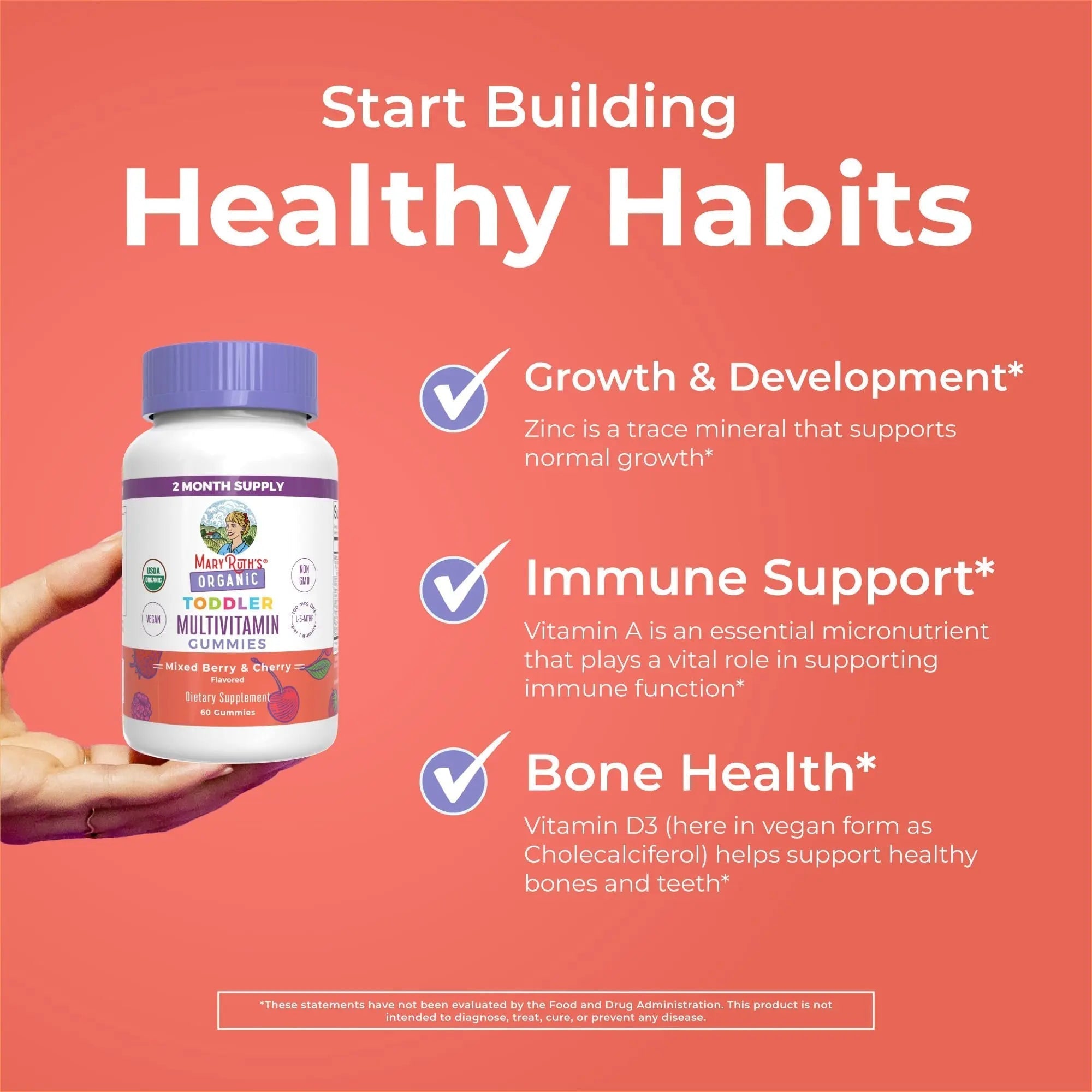 MaryRuth Organics Vitamin Gummy | Kids and Toddlers Age 2+ | USDA | Daily Vitamin C | D3 | Zinc | MaryRuth Organics uk supplements