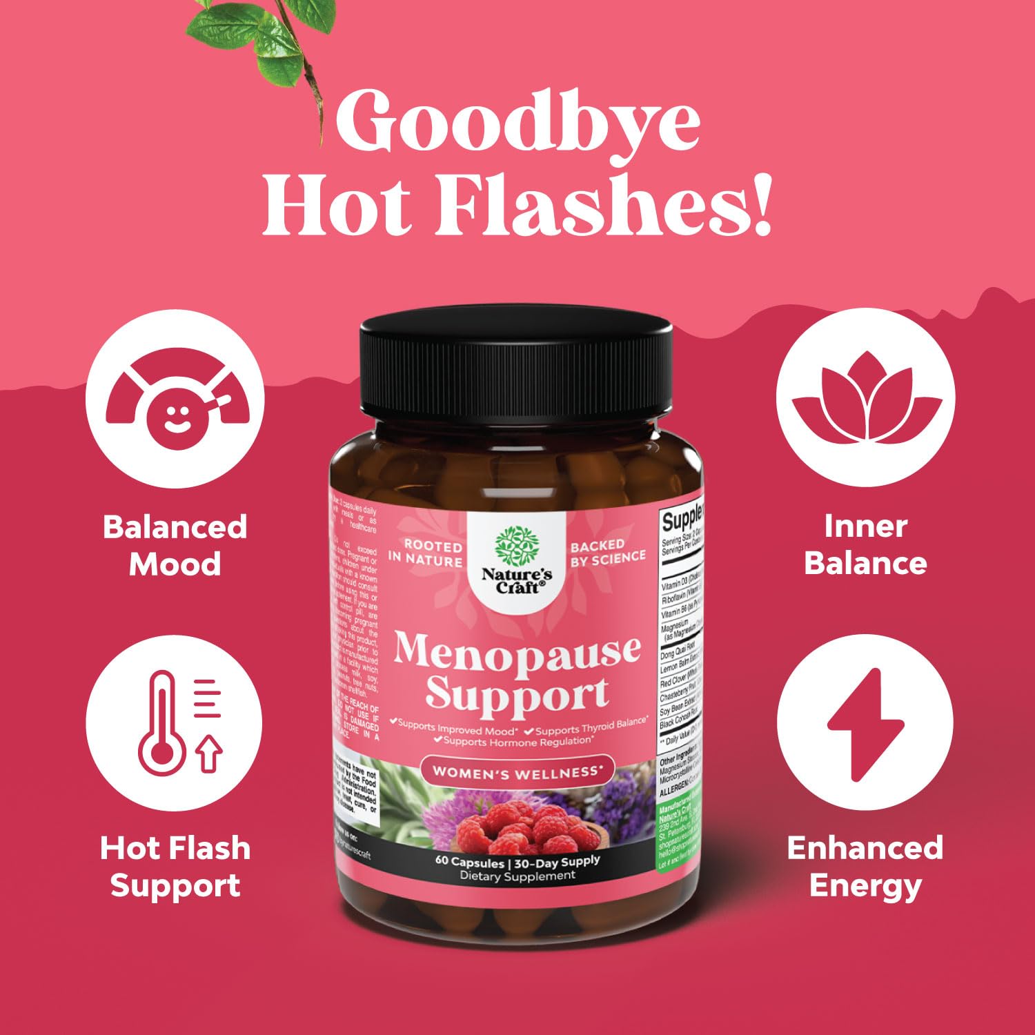 Complete Herbal Menopause Supplement for Women - Multibenefit Menopause Relief Hormone Balance Natures Craft uk supplements