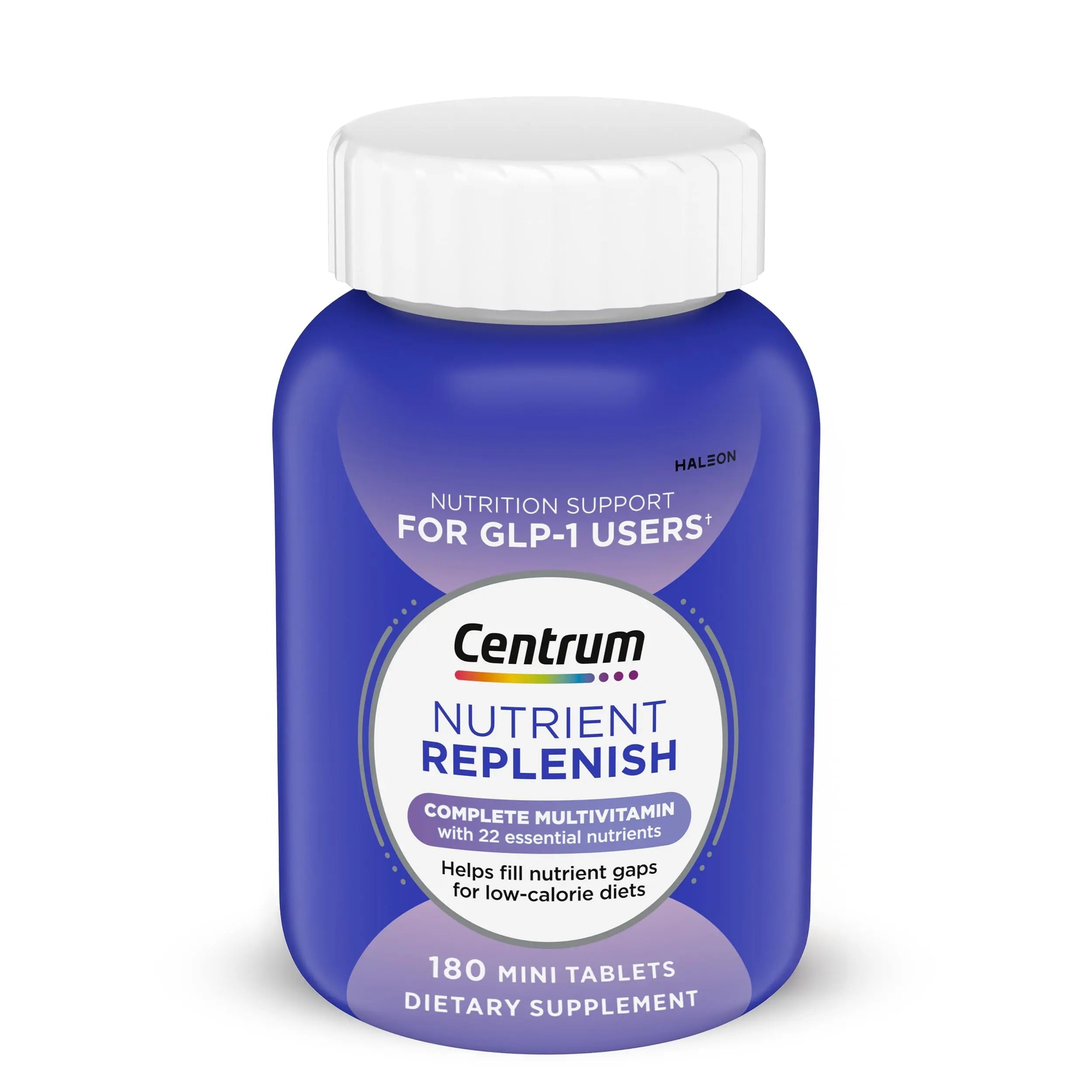 Centrum Nutrient Replenish GLP-1 Nutrition Support Multivitamin for Whole Body Health and Appearance - 180 Tablets, 6 Month Supply Centrum uk supplements