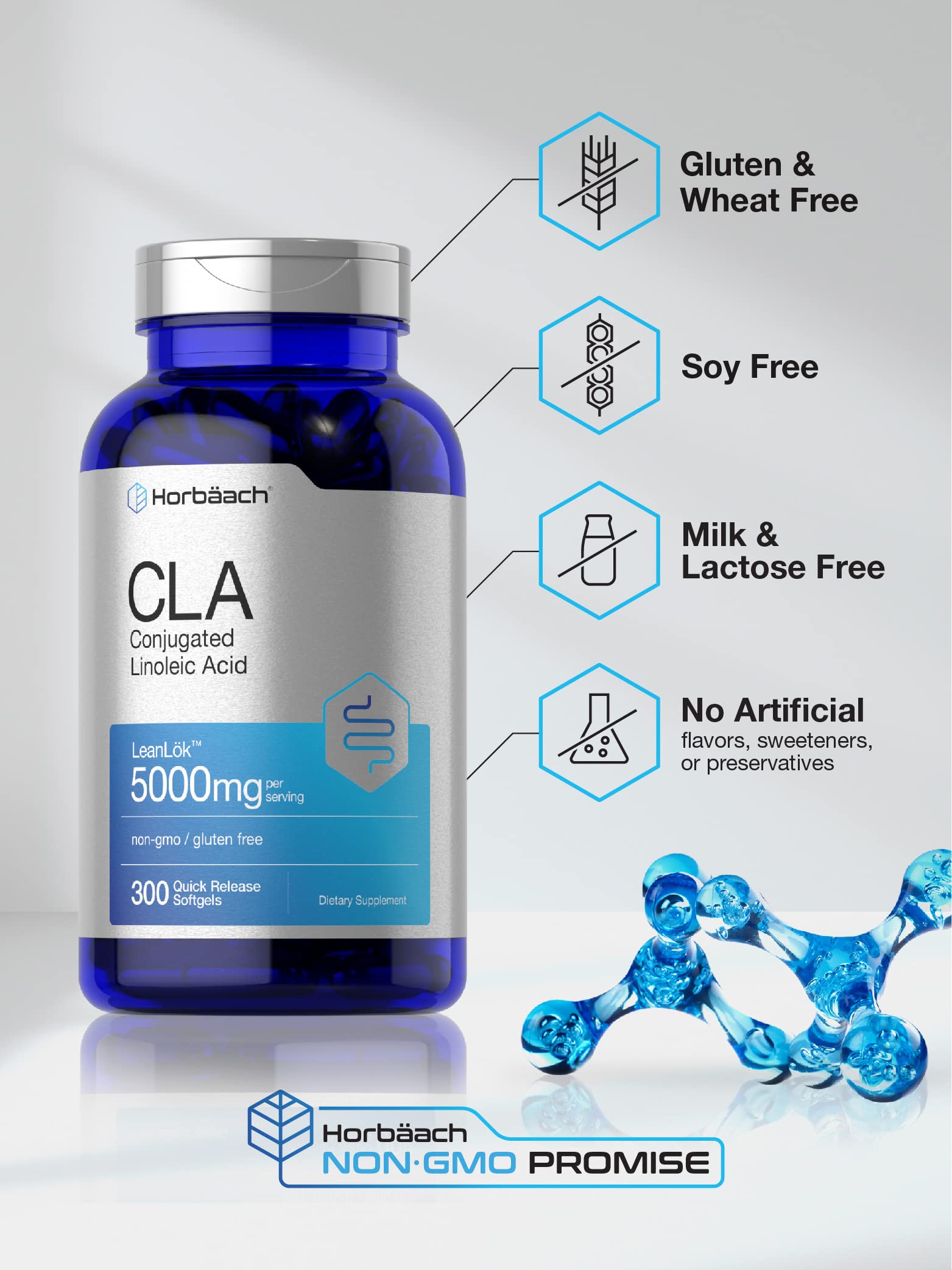 CLA Supplement | 300 Softgel Pills | Maximum Potency | Conjugated Lineolic Acid from Horbäach uk supplements