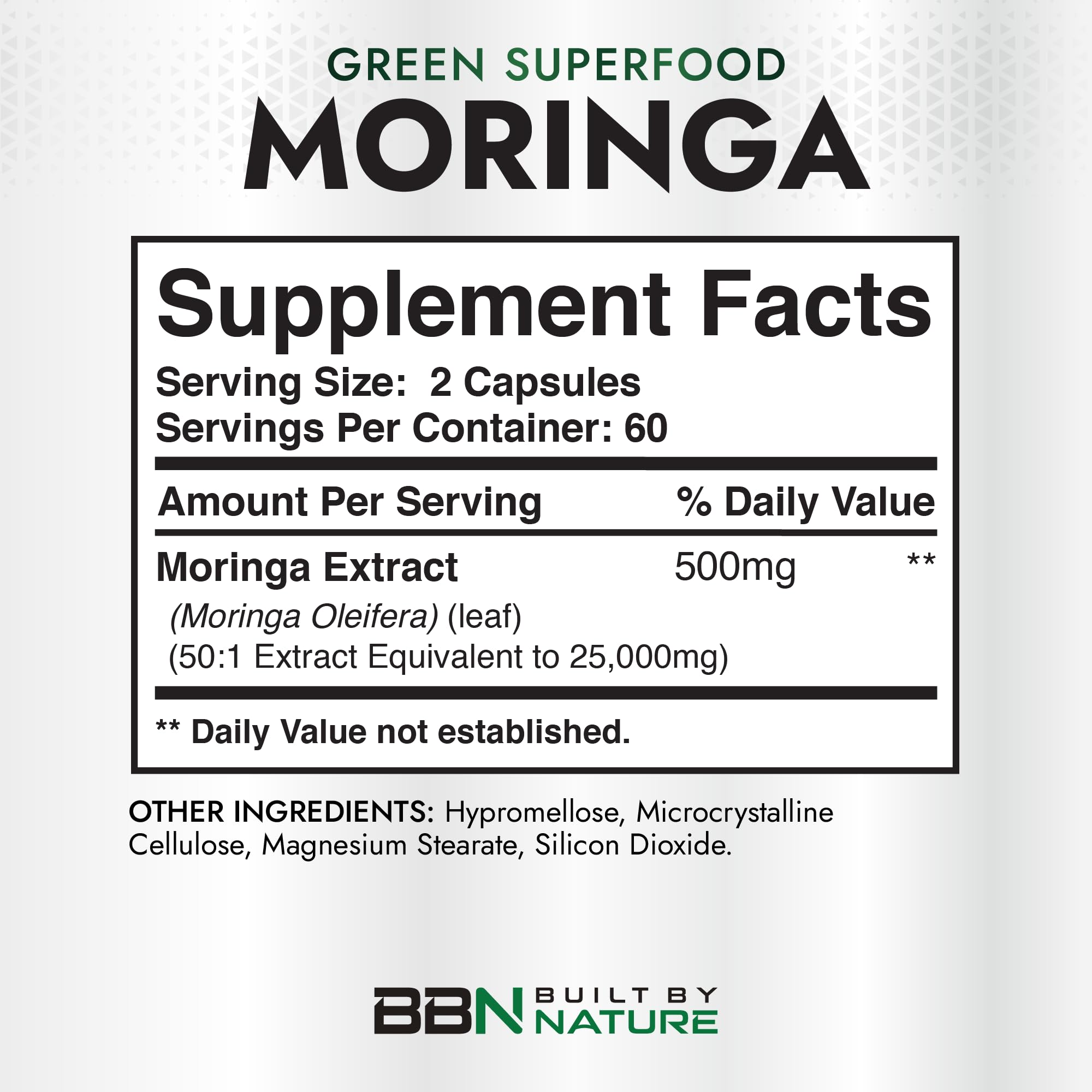 Built by Nature Moringa – 500mg Pure Moringa Leaf Extract 50:1 per Serving – High Potency Moringa Supplement – 120 Capsules Built by Nature uk supplements