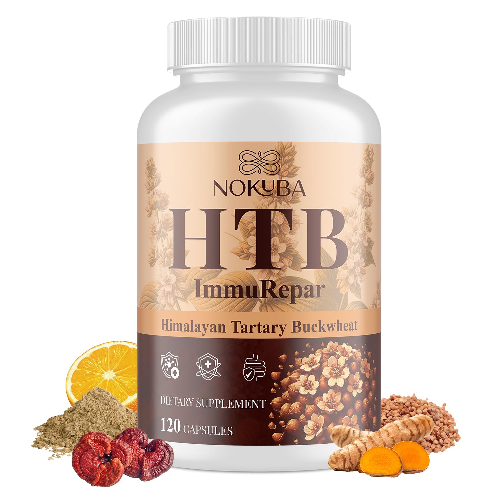 Nokuba Polyphenols Supplement for Immune Support | Himalayan Tartary Buckwheat Sourced | Polyphenol Superfood with Quercetin, Curcumin | Immune Booster, Antioxidant, Anti-inflammatory - 120 Capsules Nokuba uk supplements