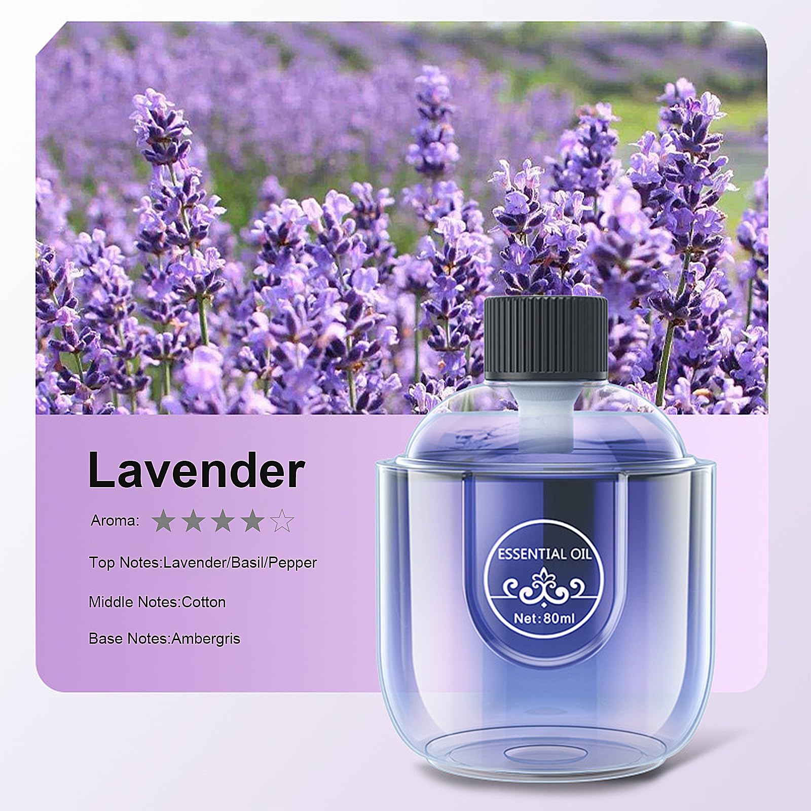 Mini Essential Oil Diffuser, Ultrasonic Mist Air Fresheners for Home with 80 ml Lavender Essential Oils DIUFJAG uk supplements