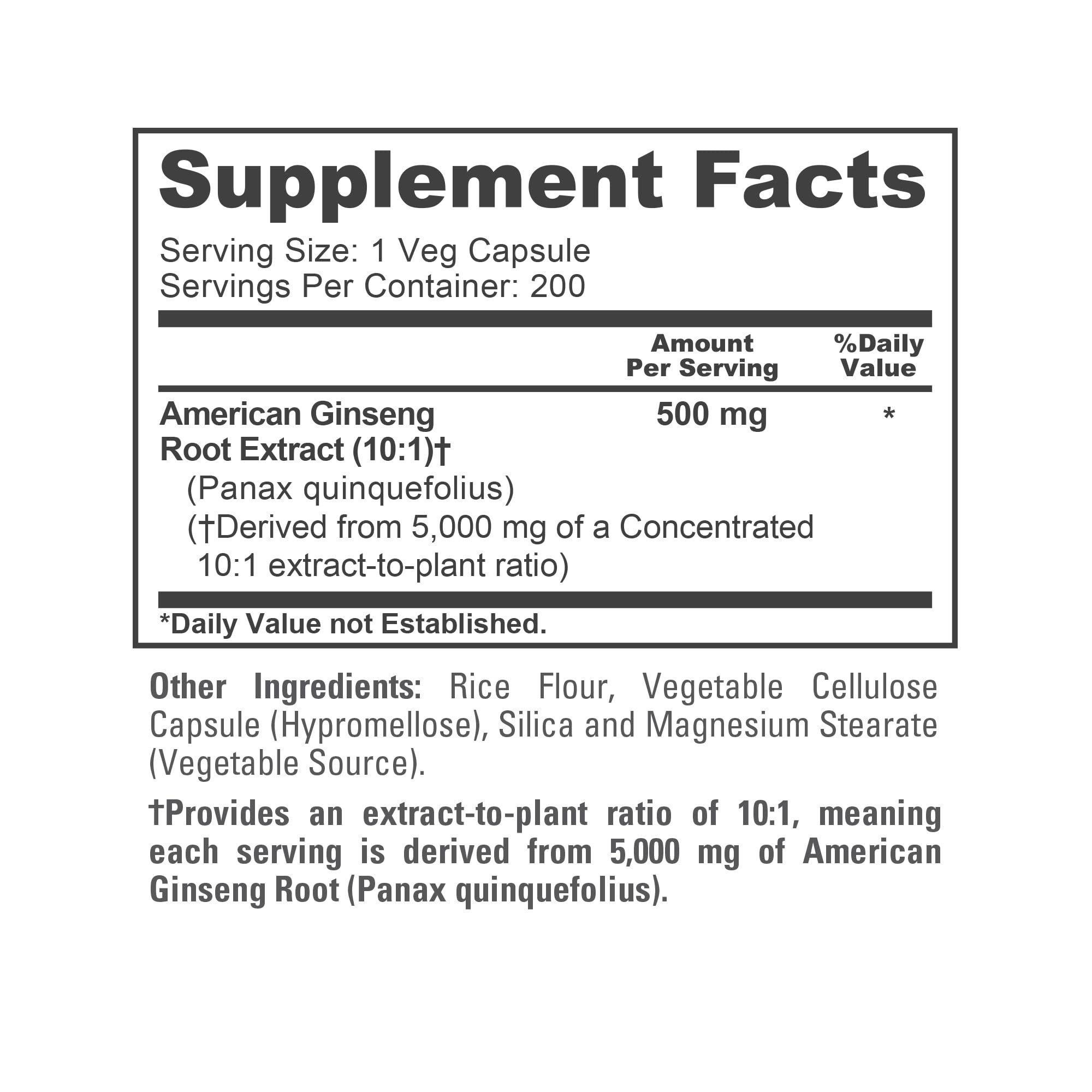 NusaPure American Ginseng 10:1 Extract, 500 mg Equivalent to 5000mg - 200 Veggie Capsules (Vegetarian, Non-GMO, Vegan) NusaPure uk supplements