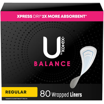 U by Kotex Balance Wrapped Panty Liners, Regular Length, 80 Count (Packaging May Vary) U by Kotex uk supplements