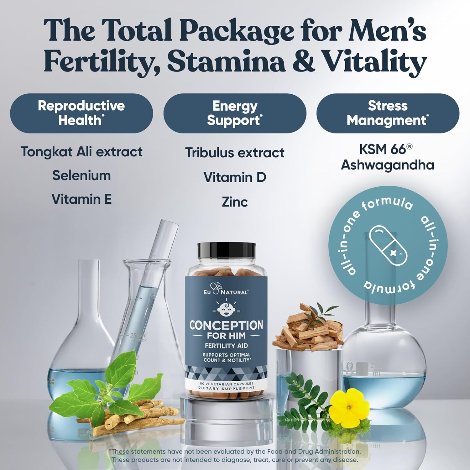 Conception for Him and Vital Liver Bundle - Male Fertility Booster & Prenatal Supplement + 9-in-1 Liver Support Eu Natural uk supplements