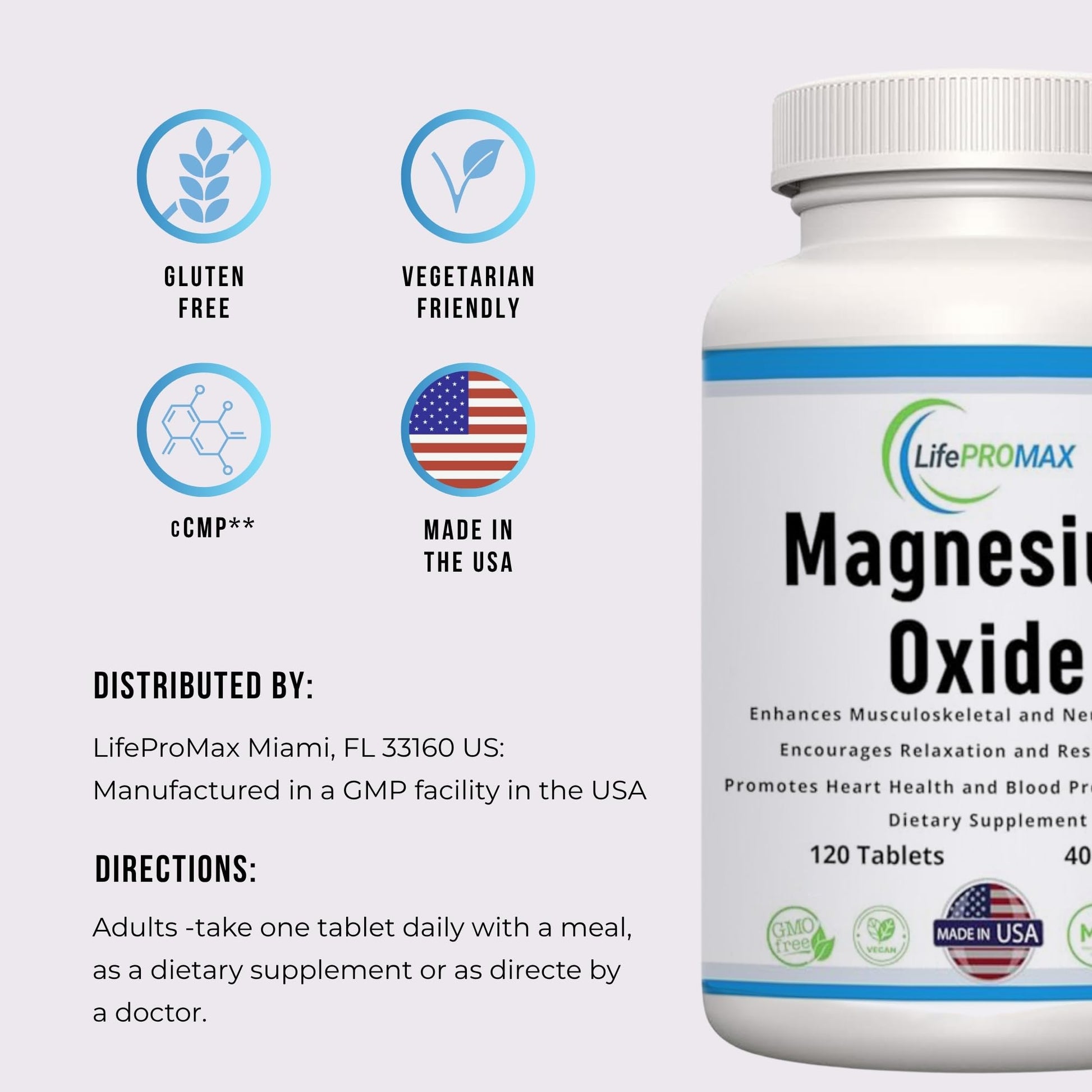 Magnesium 400mg [High Potency] Supplement – Magnesium Oxide for Immune Support, Muscle Recovery, Leg Cramps and Relaxation 120 Tablets LifePROMAX uk supplements