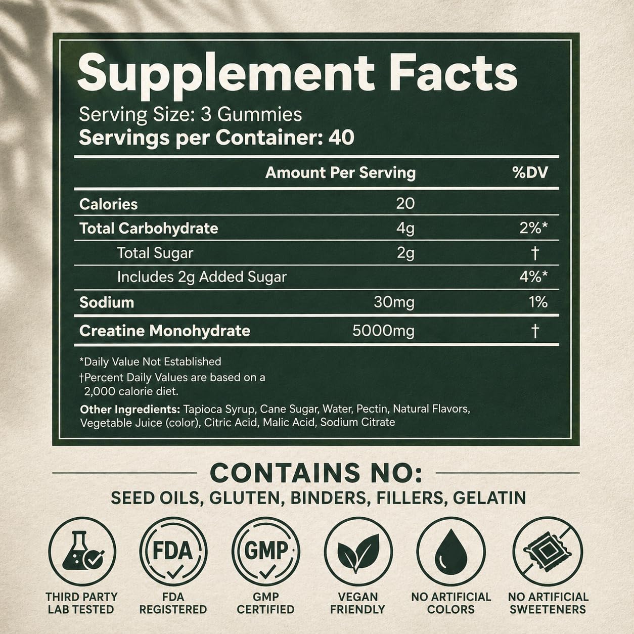 Creatine Monohydrate Gummies 5g - Only 2g Sugar, Made in USA - Sour Watermelon Flavor - Vegan & 3rd Party Tested - Pre & Post Workout Supplement for Women and Men (120 Count, 40 Servings) Cabana Nutrition uk supplements