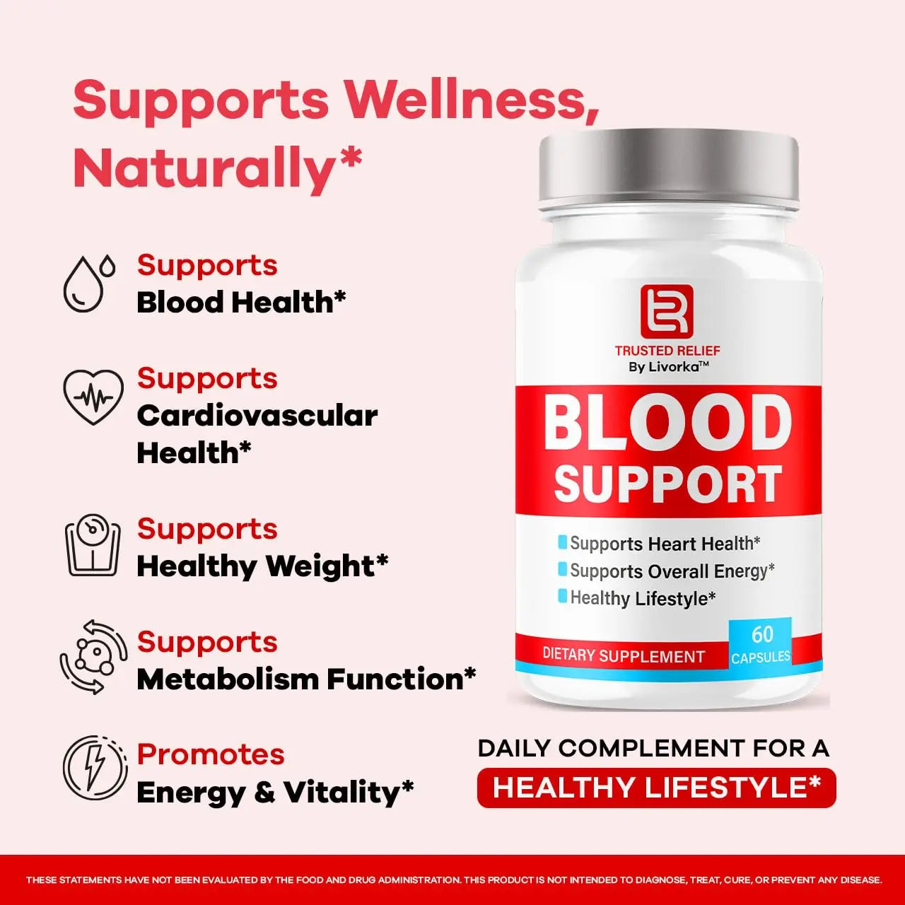 (2 Pack) Trusted Relief Blood Support Capsules - Official TrustedRelief Blood Support Vitamin Pills, Natural Trusted Relief Advanced Premium Formula Wellness & Overal Health, 120 Capsules For 2 Months LIVORKA uk supplements