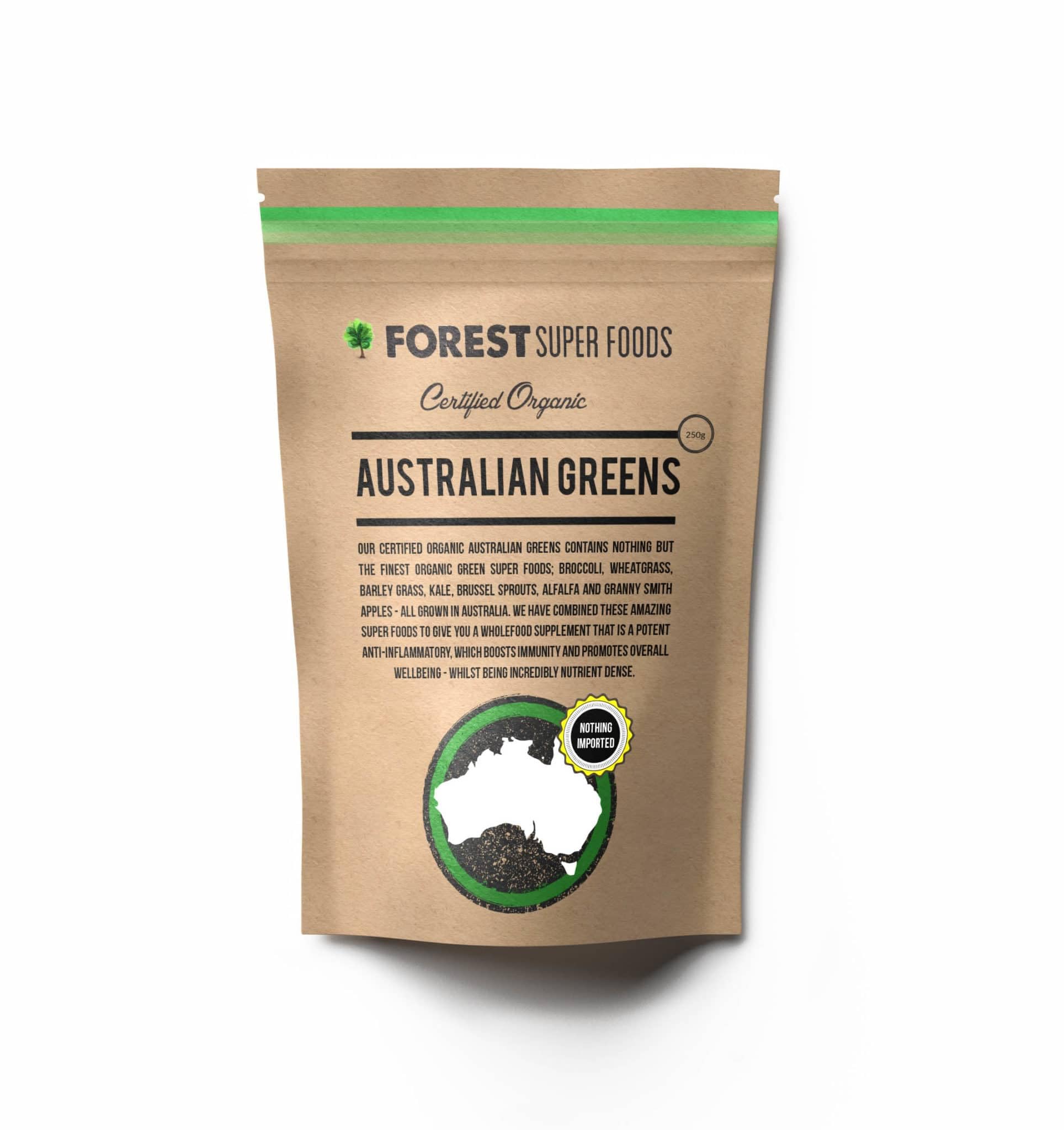 Certified Organic Australian Greens Whole Food Blend | 7 Incredible Whole Foods | No fillers or additives Forest Super Foods uk supplements