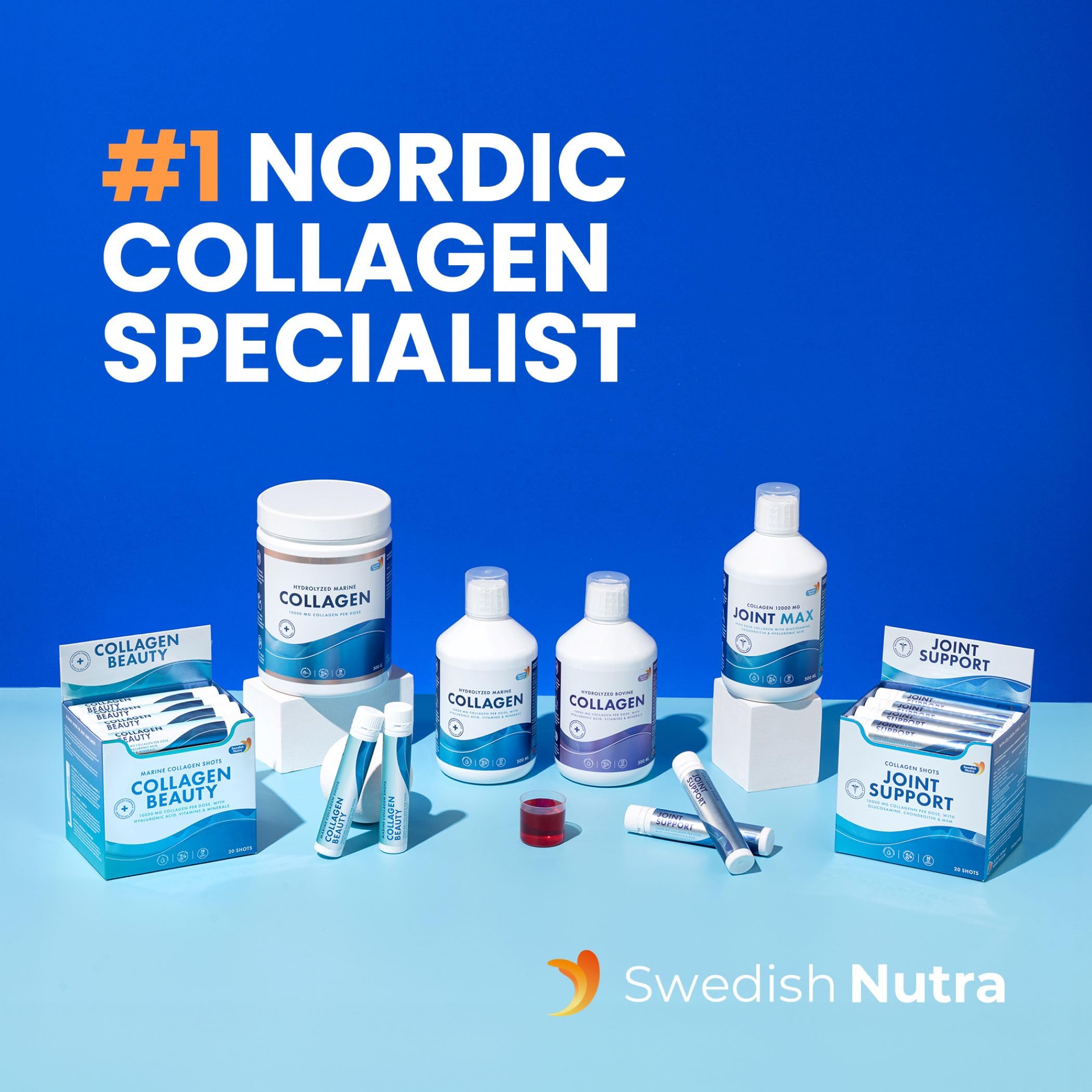 Swedish Nutra 10,000 mg Hydrolyzed Marine Collagen Liquid Supplement - 500 ml, 20 Day Supply | Hyaluronic Acid, Biotin & Vitamin C for Healthy Hair, Skin, Nails & Joints | For Men & Women | Sugar-Free Swedish Nutra uk supplements