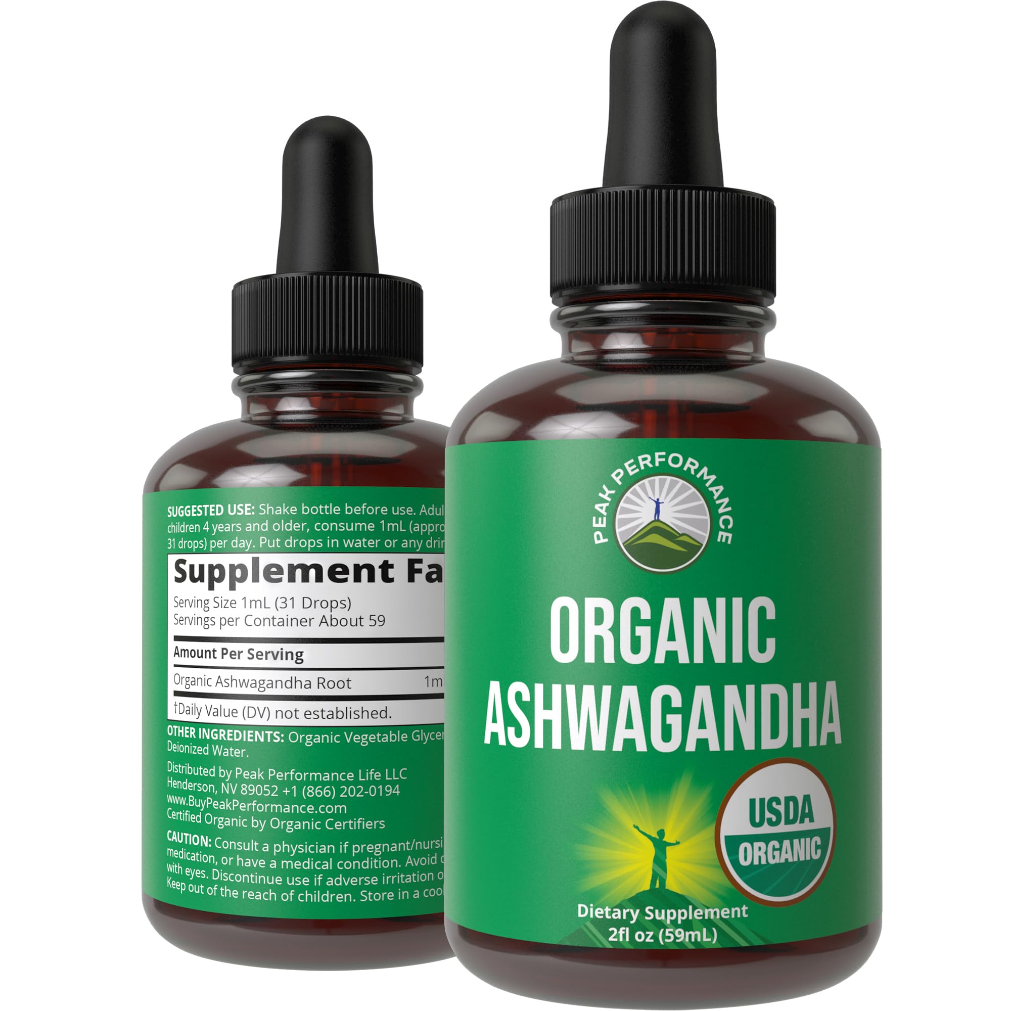Ashwagandha Liquid Drops. USDA Organic Vegan Supplement. Extra Strength Ashwagandha Root Extract for Women, Men, Kids. with Adaptogens. Zero Sugar, Organic, Gluten Free Tincture Supplements. Peak Performance uk supplements