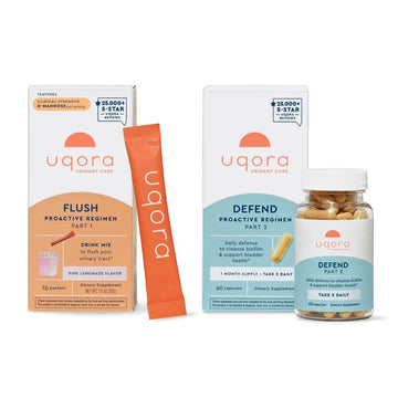 Uqora Flush (Pink Lemonade, 10 Packets) & Defend (60 Capsules) Bundle - Support Urinary Tract* with D-Mannose, Vitamin C & More - Support Bladder Health & Cleanse Biofilm* with D-Mannose & More Uqora uk supplements
