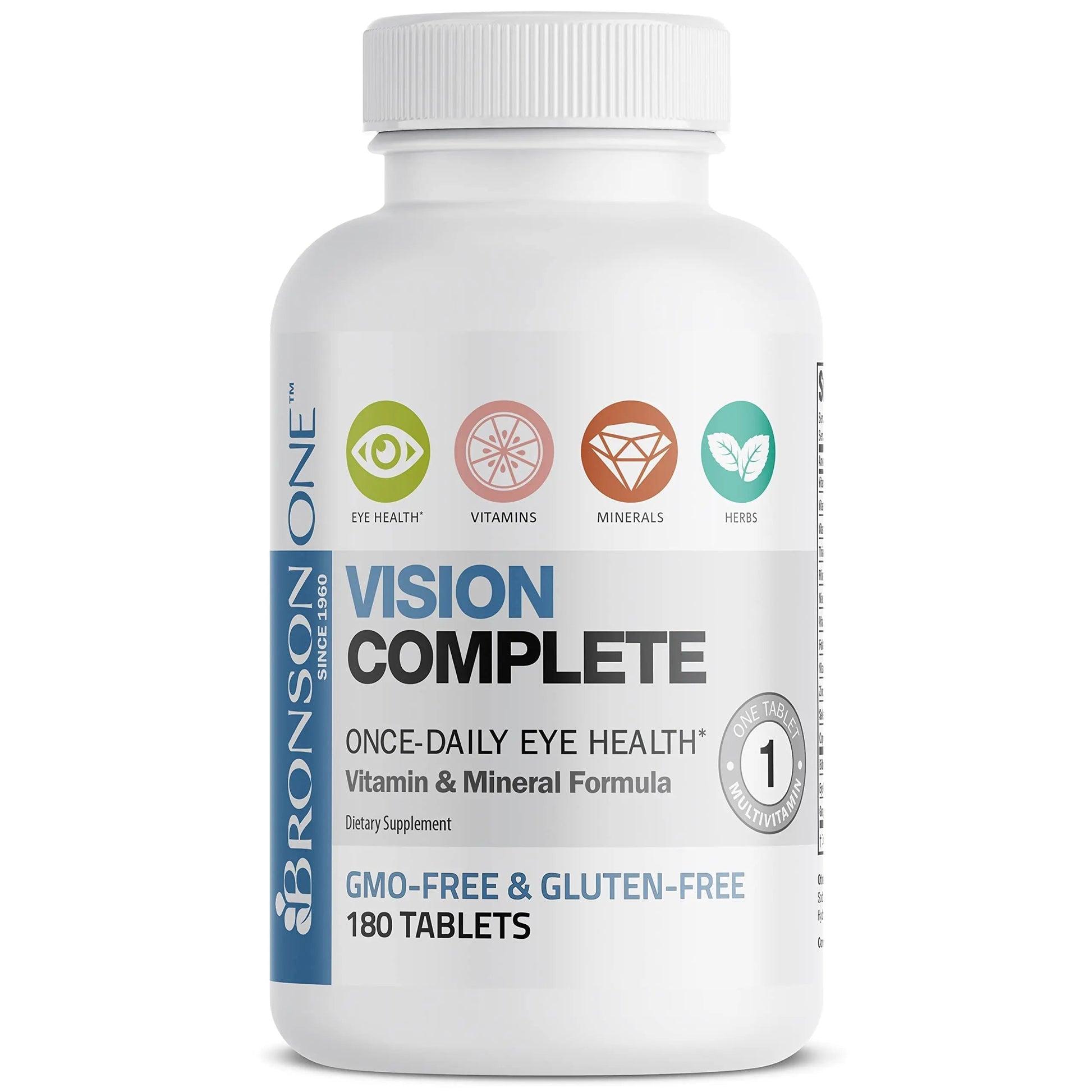 Bronson ONE Daily Vision Complete Eye Health Support Multivitamin Multimineral Supplement Formula, 180 Tablets Bronson uk supplements