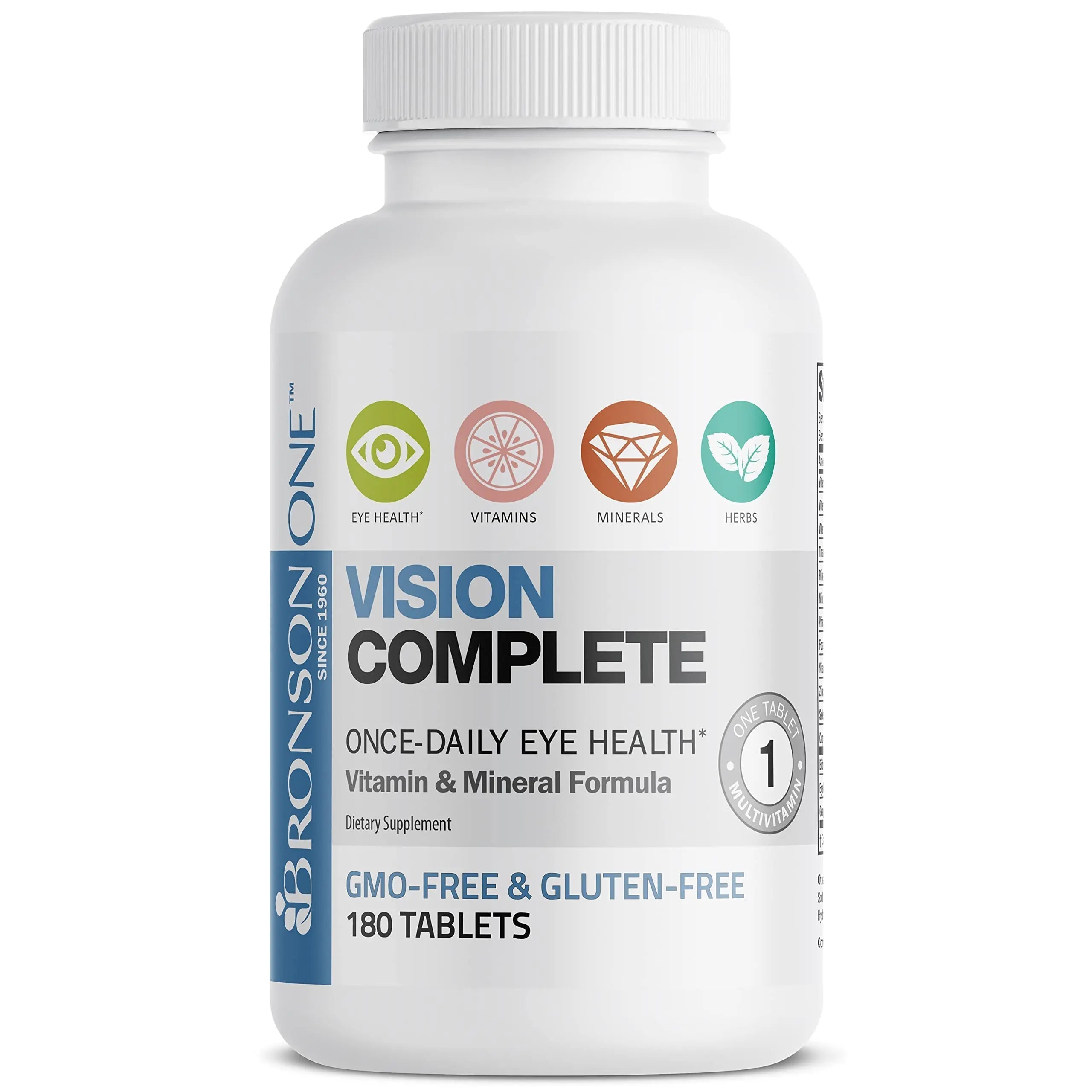 Bronson ONE Daily Vision Complete Eye Health Support Multivitamin Multimineral Supplement Formula, 180 Tablets Bronson uk supplements