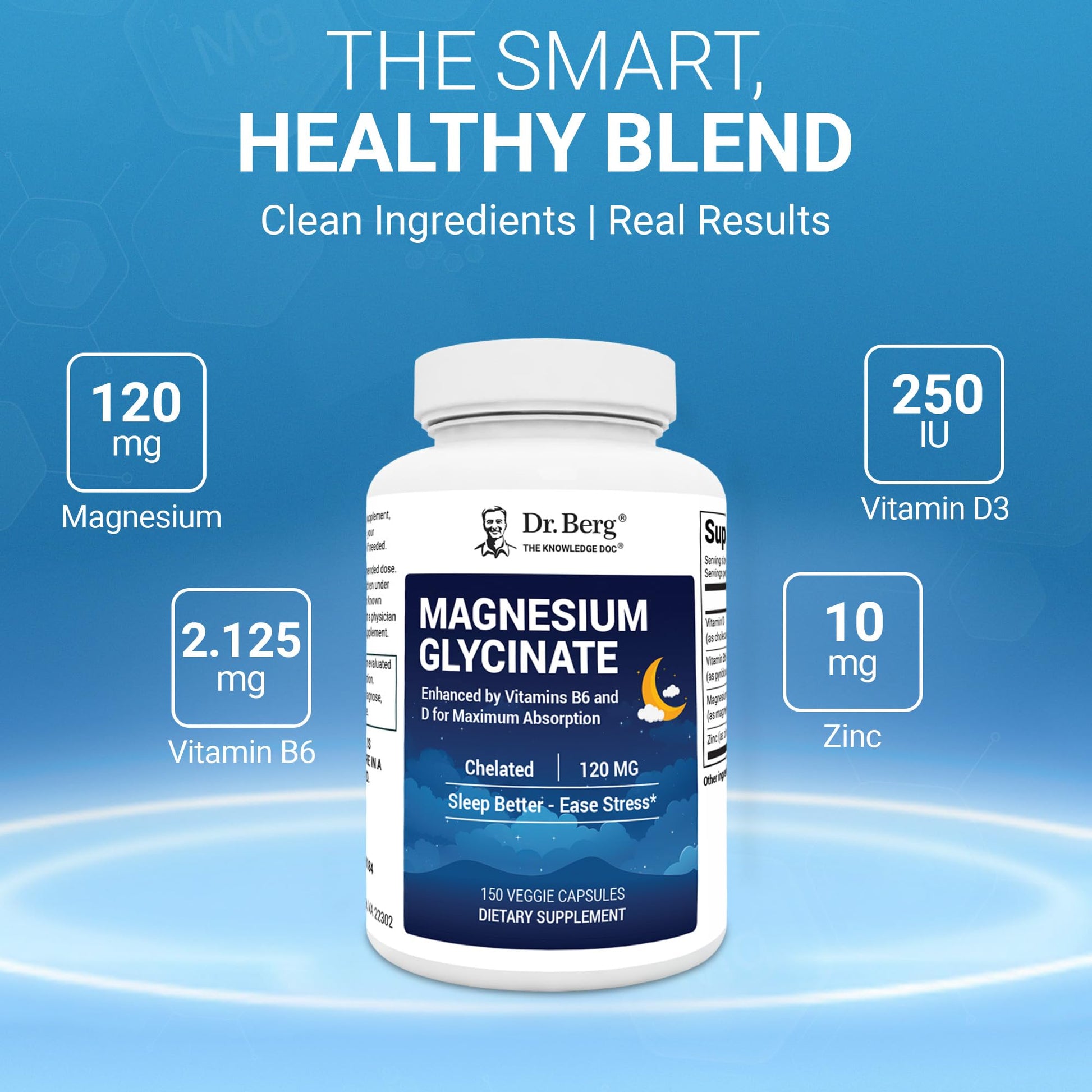 Dr. Berg Magnesium Glycinate 150ct – 4-in-1 Chelated for Muscle, Nerve, Sleep & Stress Support*– w/ D3, B6 & Zinc – 4X Lab-Tested – No Fillers – Formulated in USA, GMP-Certified Dr. Berg Nutritionals uk supplements