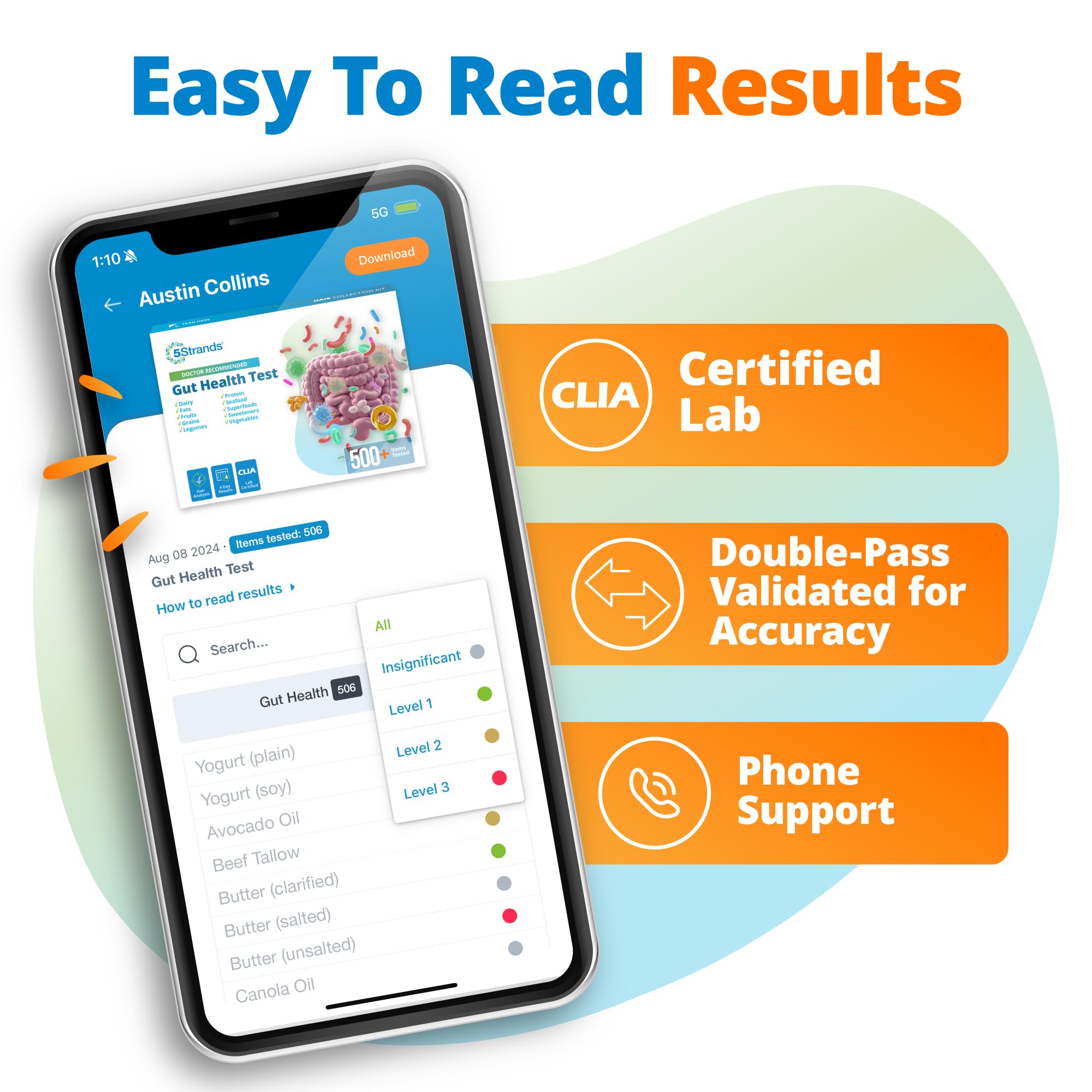 5Strands Gut Health Test for Adults & Kids, 500+ Items Tested, At-Home Hair Sample Screening for Food Intolerances Linked to Digestive Issues, Skin Irritation, Brain Fog & Headaches, Results in 4 Days 5Strands uk supplements