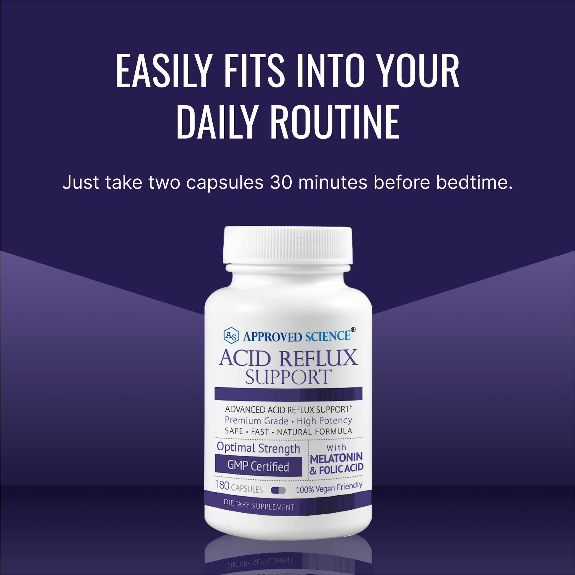 Approved Science® Acid Reflux Support - with Melatonin, Marshmallow Root, L-Taurine -180 Capsules - Vegan Approved Science uk supplements