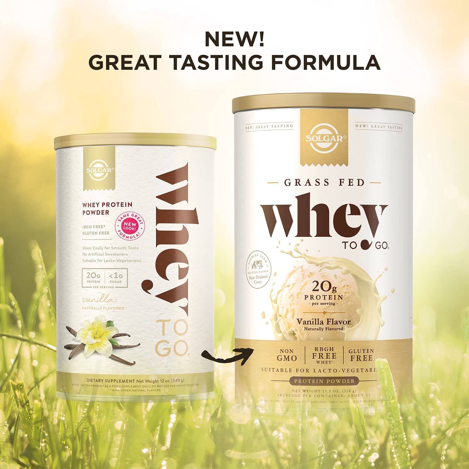 Solgar Whey To Go Natural Vanilla Flavour Protein Powder 340 g - Grass-Fed Whey from New Zealand Cows SOLGAR uk supplements