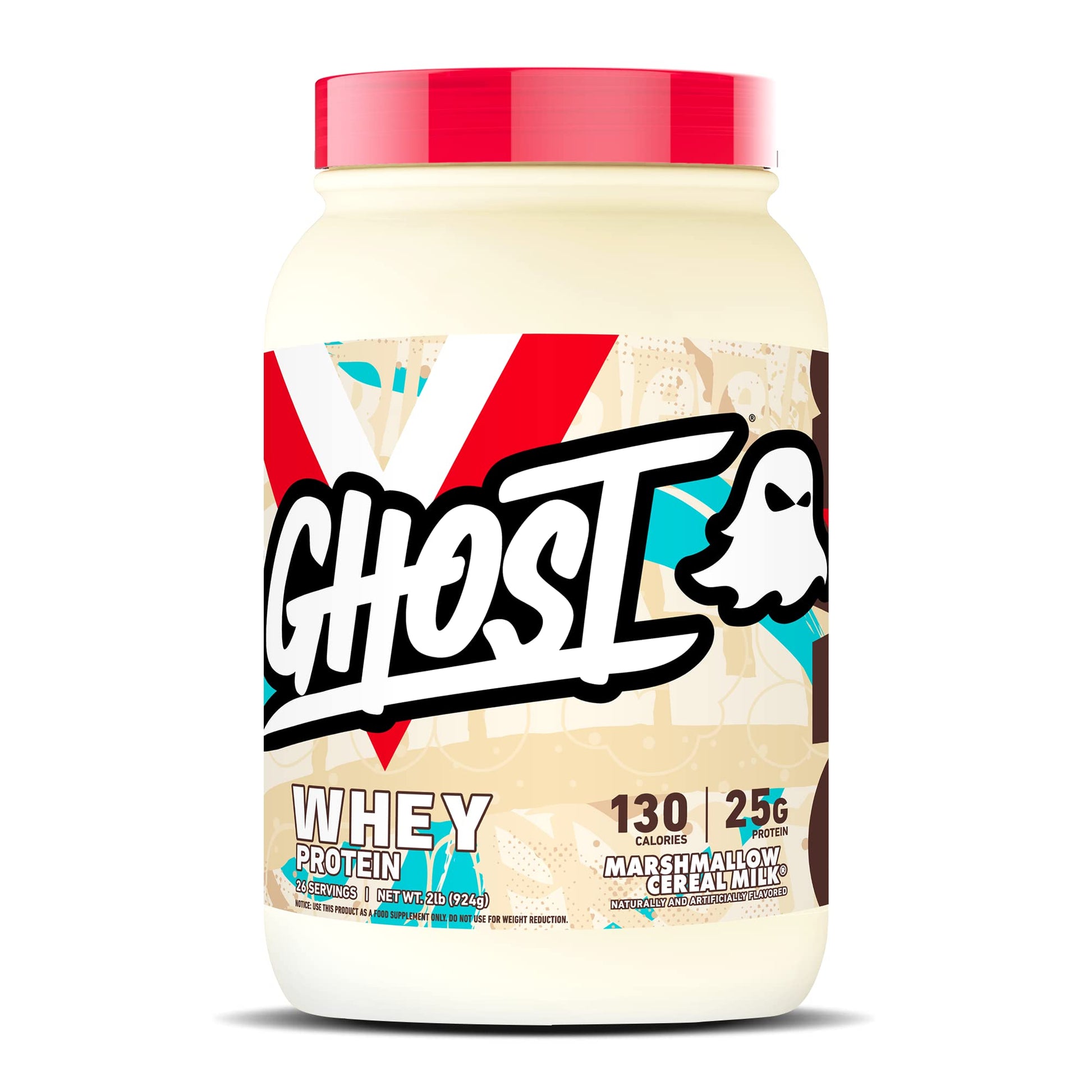 GHOST Whey Protein Powder, Marshmallow Cereal Milk - 2LB Tub, 25G of Protein GHOST uk supplements