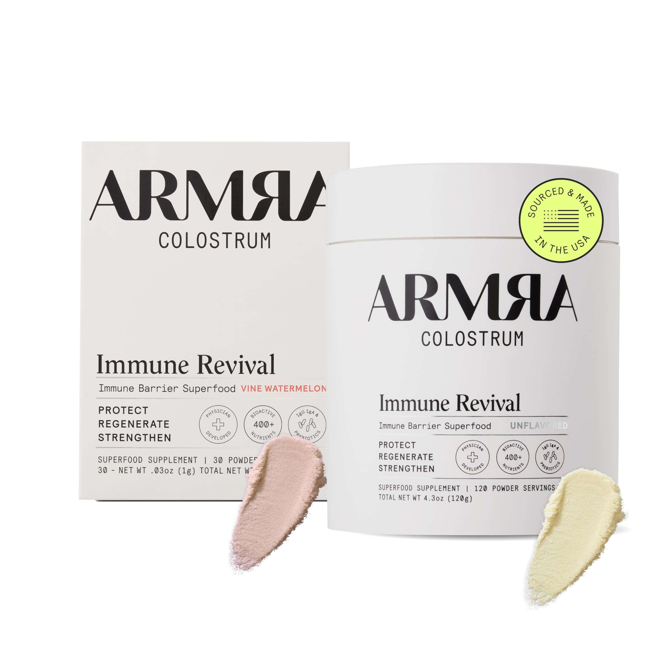 ARMRA Colostrum™ Premium Powder, Grass Fed, Gut Health Bloating Immunity Skin & Hair, Contains 400+ Bioactive Nutrients, Keto, Gluten & Fat Free (Vine Watermelon, Unflavored Bundle | 150 Servings) ARMRA uk supplements