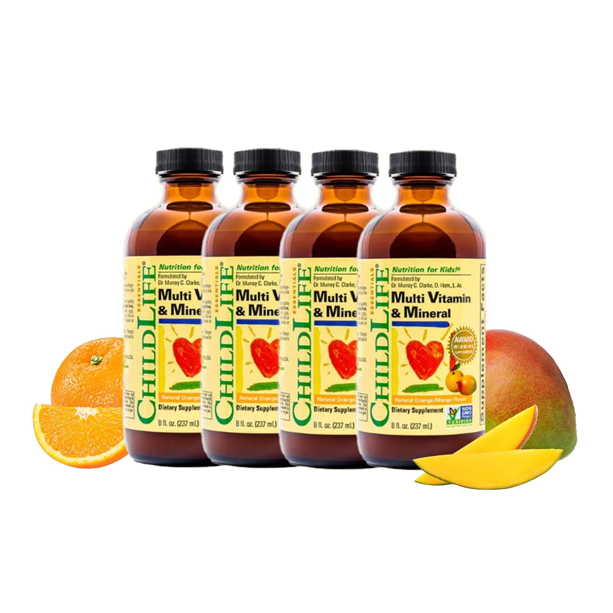 CHILDLIFE ESSENTIALS Kids Multivitamin & Mineral - Kids Vitamins, Liquid Multivitamin for Kids, Toddler Multivitamins, Liquid Vitamins, Baby Multivitamin - Natural Orange & Mango, 8 Fl Oz (Pack of 4) CHILDLIFE ESSENTIALS uk supplements