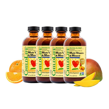 CHILDLIFE ESSENTIALS Kids Multivitamin & Mineral - Kids Vitamins, Liquid Multivitamin for Kids, Toddler Multivitamins, Liquid Vitamins, Baby Multivitamin - Natural Orange & Mango, 8 Fl Oz (Pack of 4) CHILDLIFE ESSENTIALS uk supplements