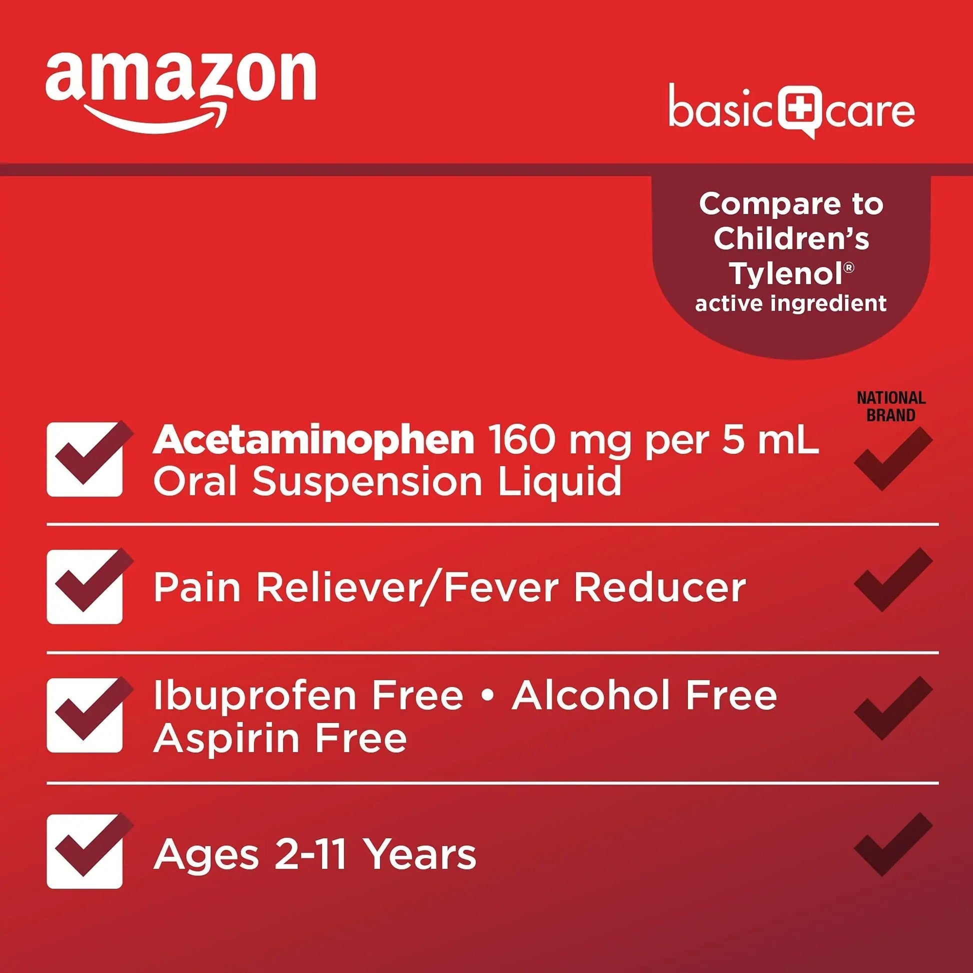 Amazon Basic Care Children's Pain Reliever and Fever Reducer, Acetaminophen 160 mg per 5 ml, Bubblegum Flavor, for Headache and Sore Throat, Ages 2-11 Years, 4 fl oz Amazon Basic Care uk supplements
