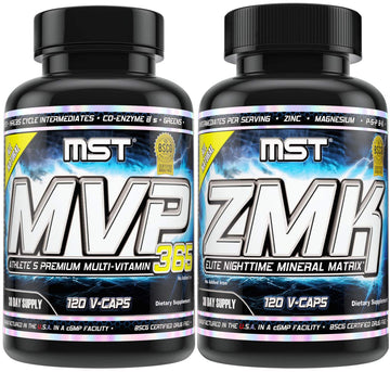 MST Foundation Stack, ZMK Nighttime Multi-Mineral, 120 V-Caps and MVP-365 Premium Multiple Vitamin, 1000iu Vitamin D3, 120 V-Caps, BSCG Certified Drug Free Millennium Sport Technologies MST uk supplements