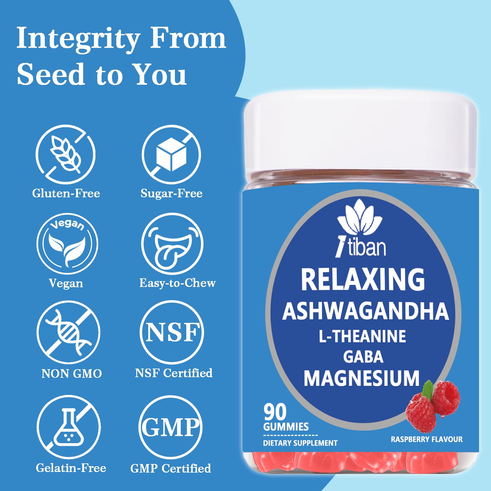 Itiban Cortisol Supplements for Women, Calm Magnesium Glycinate Gummies, Ashwagandha, L-Theanine, GABA, D3, B6, Mood Anxiety Sleep Relax, Raspberry Flavour, Vegan 90 Gummies Itiban uk supplements
