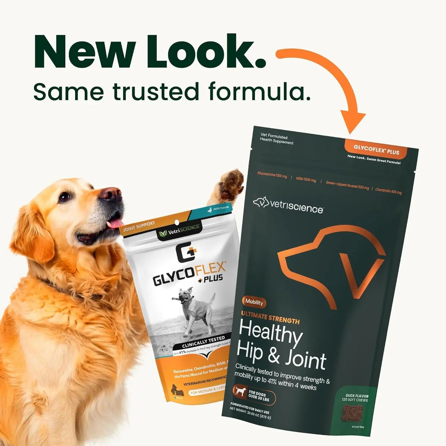 VetriScience Ultimate Strength Healthy Hip & Joint Chews, GlycoFlex Glucosamine, Chondroitin and Green-Lipped Mussel Joint Support Supplement for Dogs, Soothe Joint Discomfort, Duck, 120 Count VETRISCIENCE uk supplements