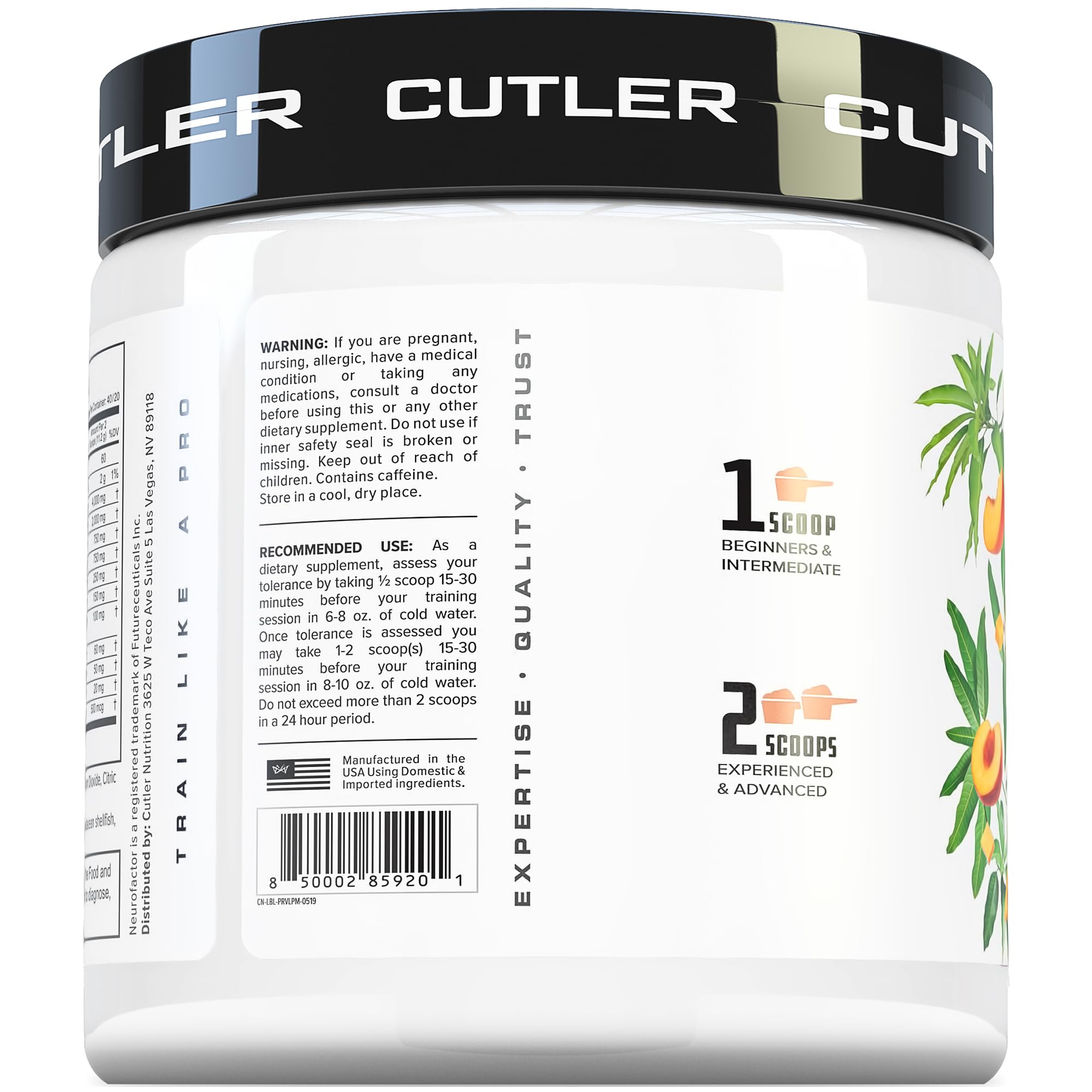 Prevail Pre Workout Powder with Nootropics: Pre Workout for Men and Women, Cutting Edge Energy and Focus Supplement with L Citrulline, Alpha GPC, L Tyrosine, Neurofactor | Peach Mango, 40 Servings Cutler Nutrition uk supplements