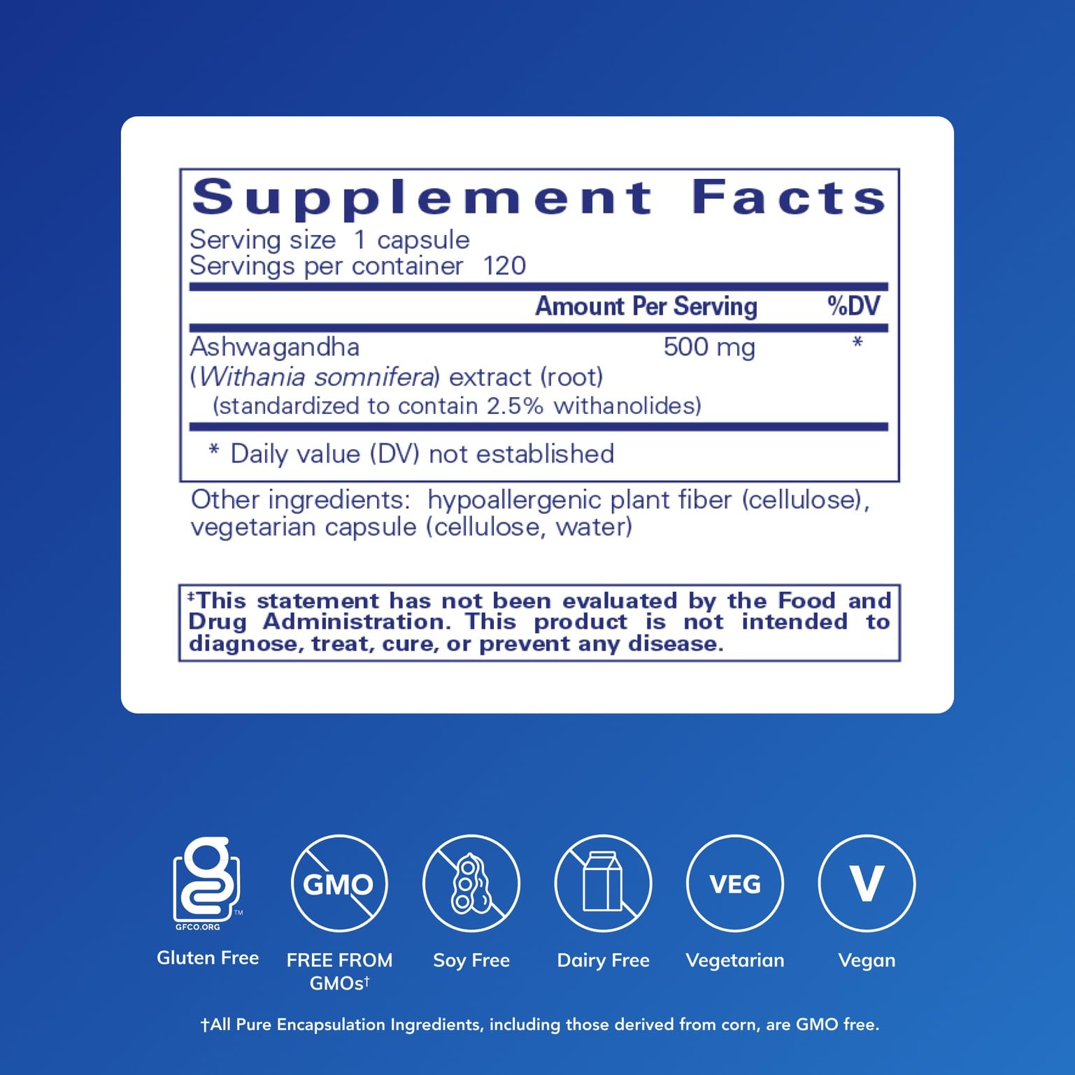 Pure Encapsulations Ashwagandha - 500 mg Ashwagandha Extract - Metabolism & Stress Support - Immune Support - GMO Free & Vegan - 120 Capsules Pure Encapsulations uk supplements