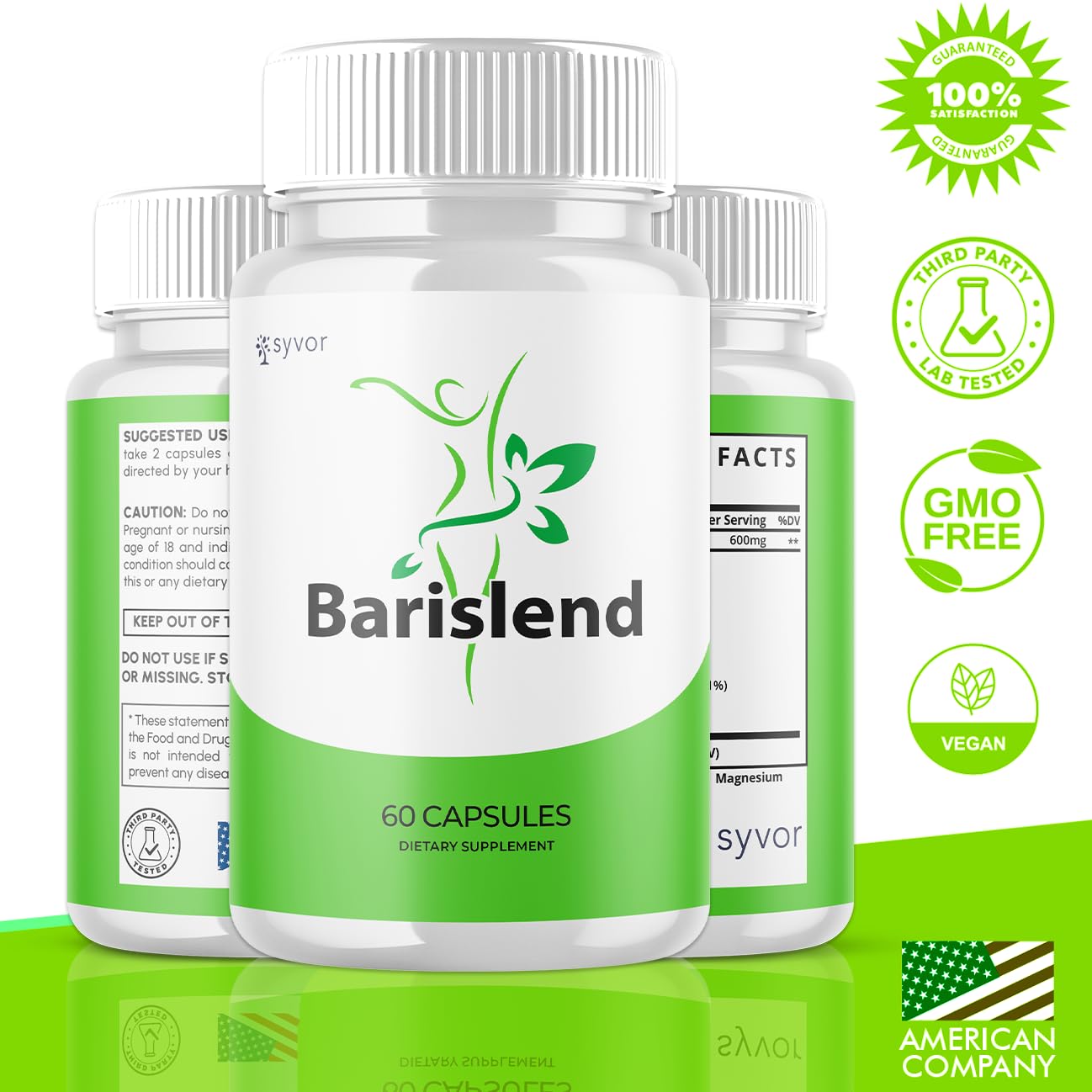 (3 Pack) Barislend Capsules, Official Barislend Pink Salt Pills with All Natural Ingredients, Bari-Slend Advanced Formula Vitamin Pills for Health and Wellness Support for Men and Women (180 Capsules) Syvor uk supplements