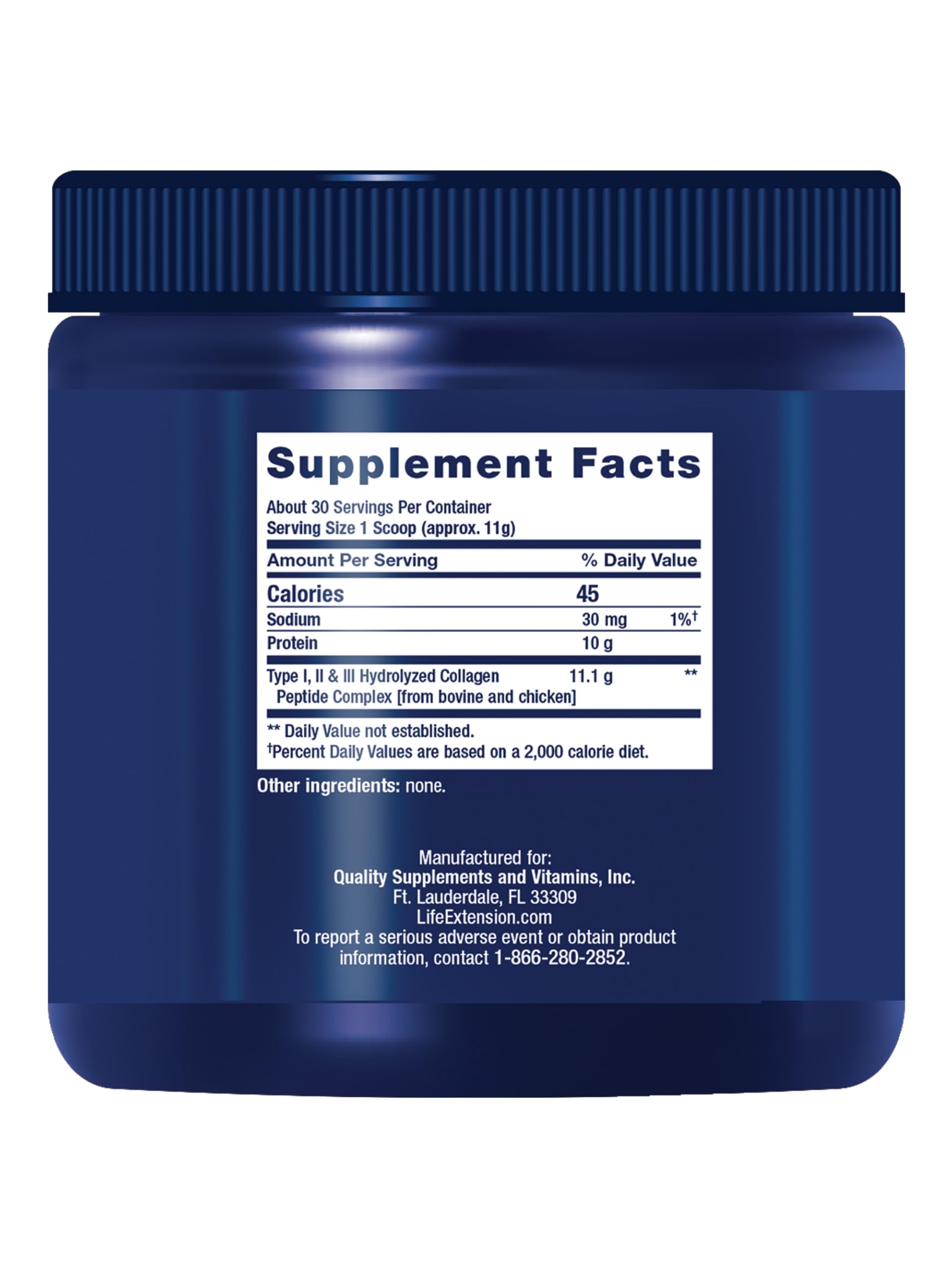 Life Extension Collagen Peptides for Skin & Joints, Collagen Types I, II & III in an Easy-Mix Powder, Gluten Free, Non-GMO, net Weight 343 Grams Life Extension uk supplements