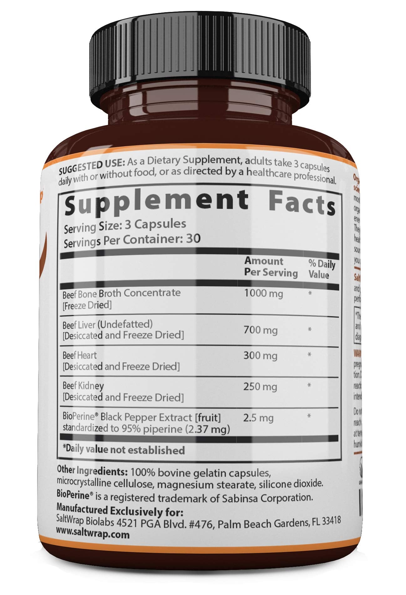 SaltWrap Organ Therapy - Grass Fed Beef Organ Meat Complex Supplement with Organic SaltWrap uk supplements