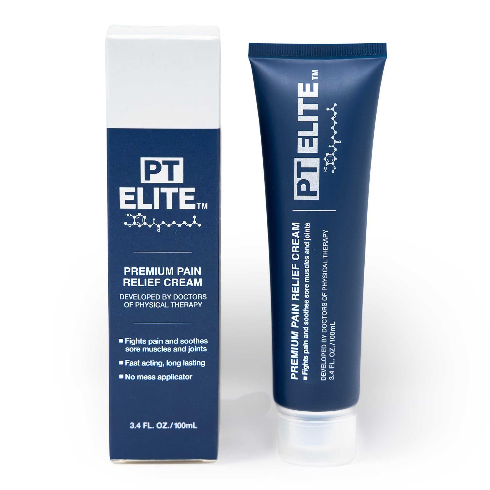 PT Elite Premium Pain Relief Cream, with Capsaicin, Menthol & Arnica, Arthritis, Knee, & Back Pain Relief, Soothes Sore Muscles & Joints, Reduces Stiffness, Non-Greasy, Topical Analgesic, 3.4 oz PT Elite uk supplements