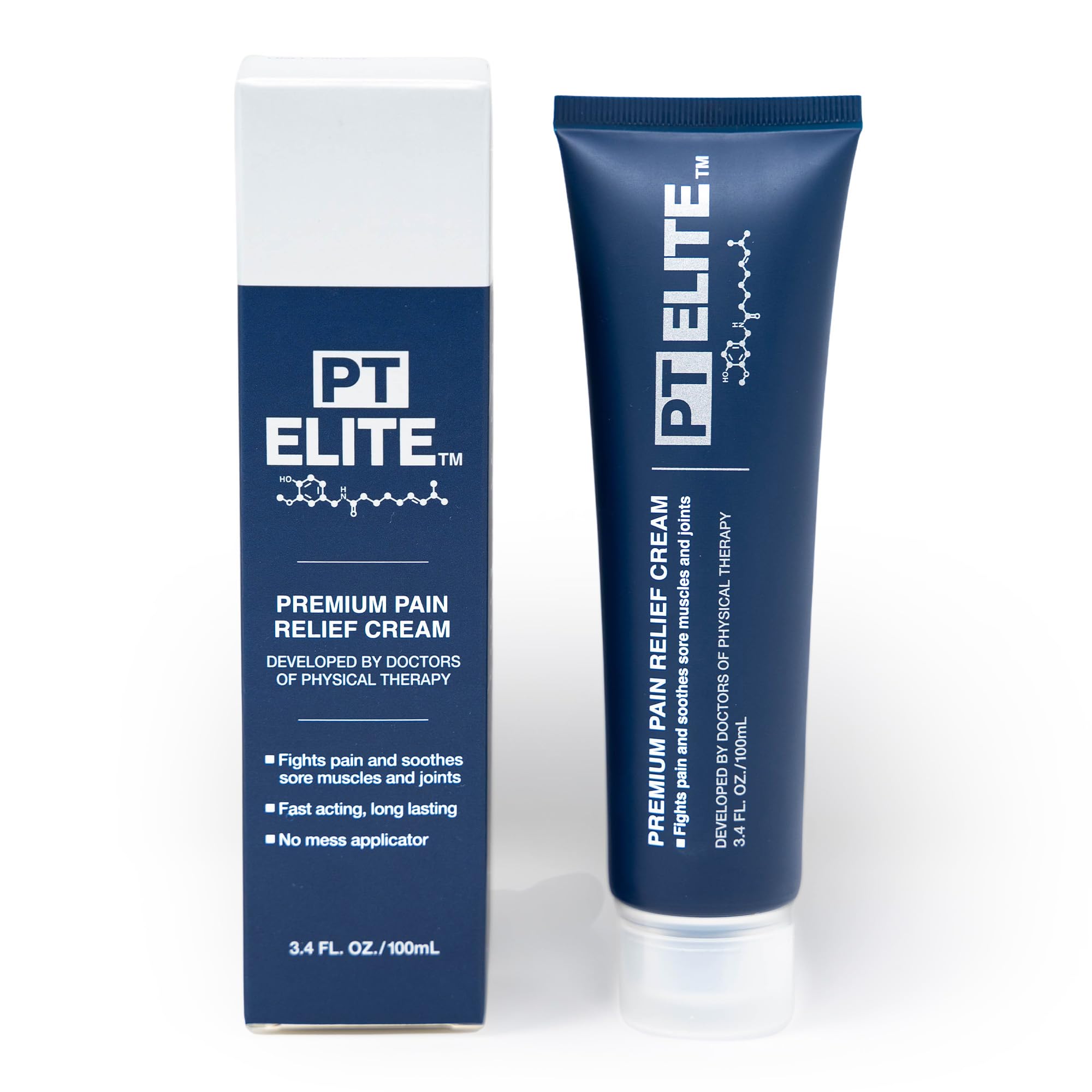 PT Elite Premium Pain Relief Cream, with Capsaicin, Menthol & Arnica, Arthritis, Knee, & Back Pain Relief, Soothes Sore Muscles & Joints, Reduces Stiffness, Non-Greasy, Topical Analgesic, 3.4 oz PT Elite uk supplements