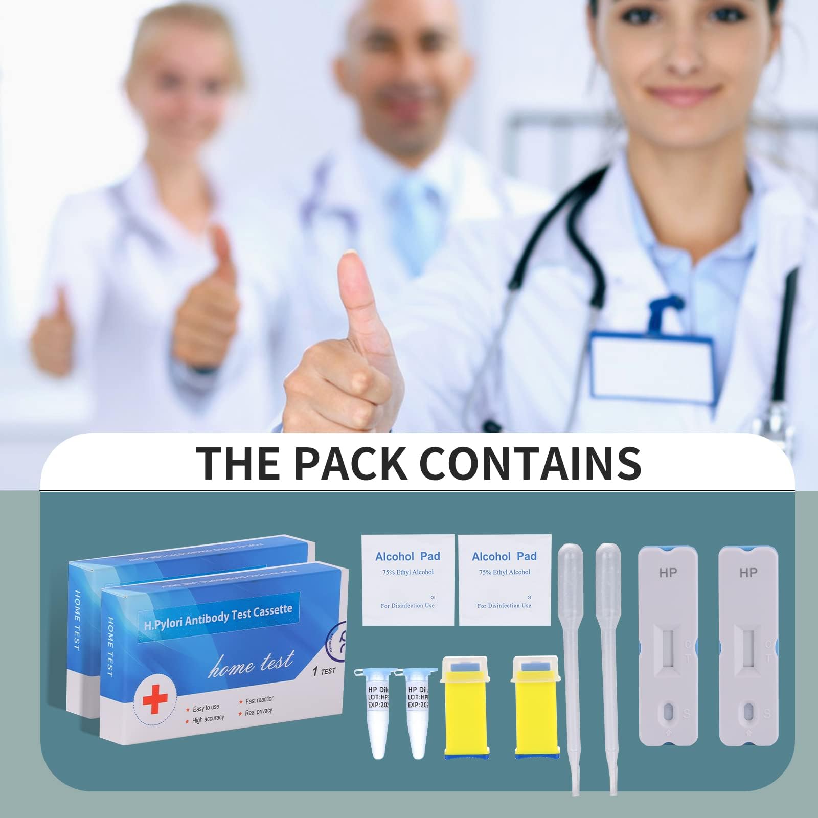 H. Pylori，Helicobacter Pylori Detection 2 Test kit, 10-15 Minutes of Quick Home Testing, The Result is Highly Accurate, Easy to use and Read Evuioas uk supplements
