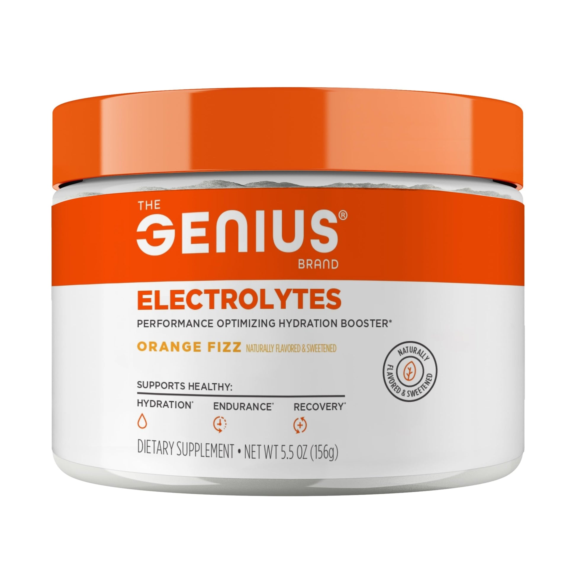 Genius Electrolytes Powder Drink Mix, Orange Fizz, 30 Servings - Natural Hydration Booster & Endurance Supplement with Potassium, Magnesium & Zinc - Sugar Free & No Artificial Sweeteners or Dyes The Genius Brand uk supplements