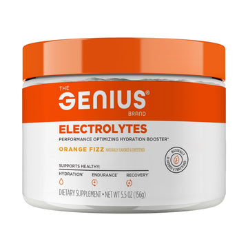Genius Electrolytes Powder Drink Mix, Orange Fizz, 30 Servings - Natural Hydration Booster & Endurance Supplement with Potassium, Magnesium & Zinc - Sugar Free & No Artificial Sweeteners or Dyes The Genius Brand uk supplements
